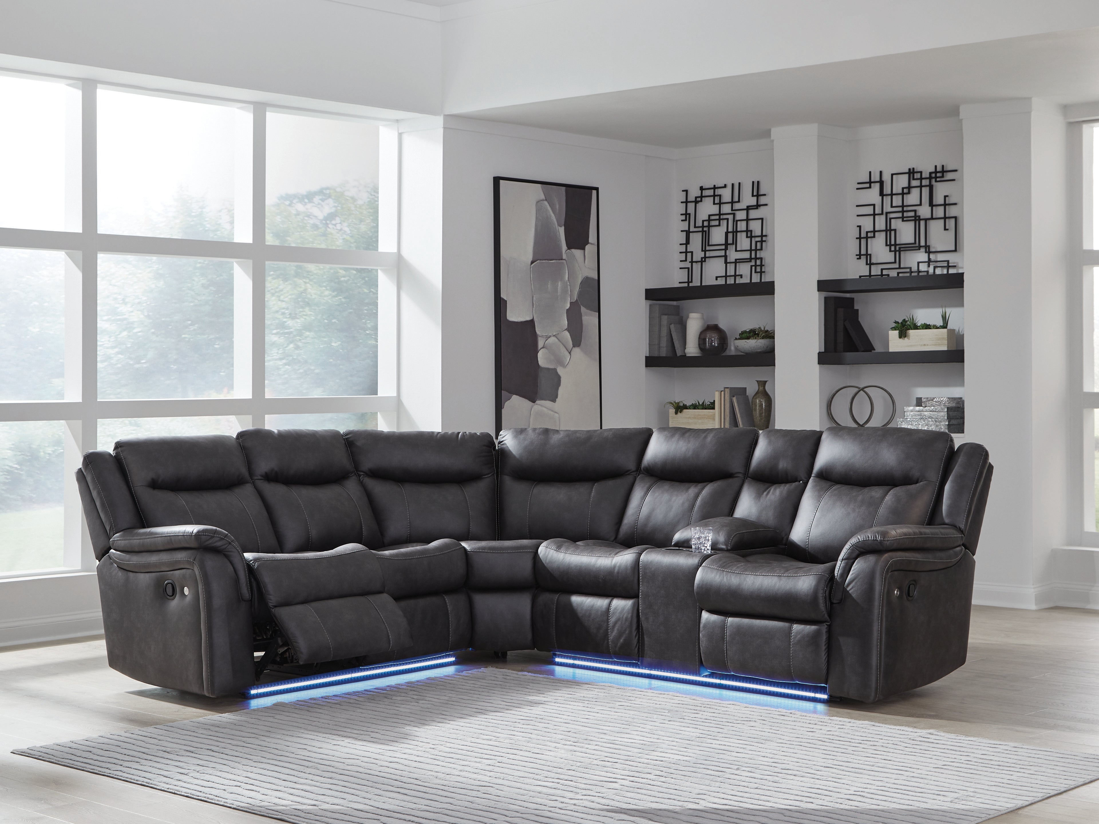 Family Deals Furniture - Ashley Furniture - Sultan Meadow Sectional - 2-Piece Reclining Sectional / Carbon - PC13001S1