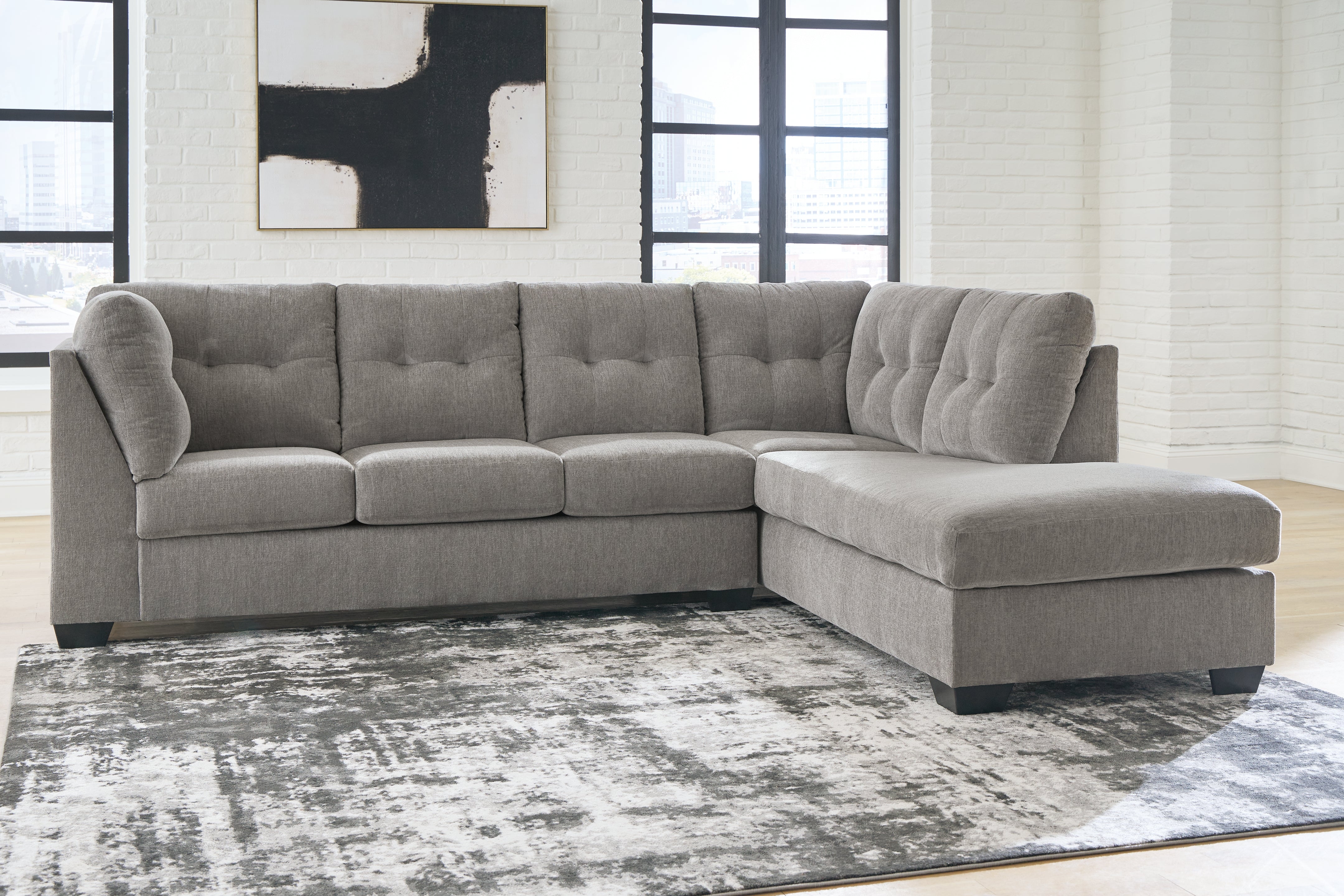 Family Deals Furniture - Ashley Furniture - Lanelly Sectional - LAF 2-Piece Sectional with Chaise / Alloy - 17504S1