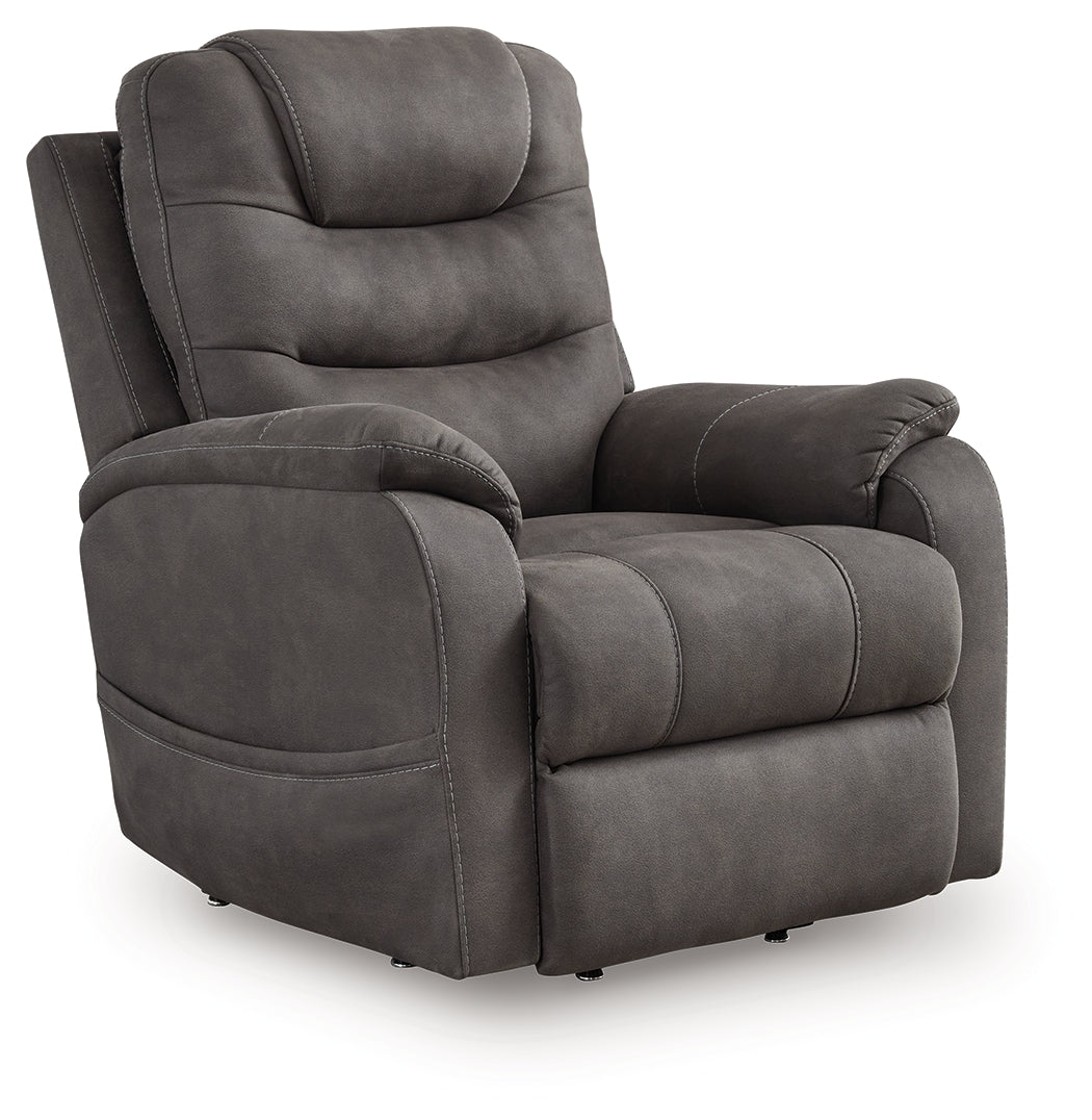 Family Deals Furniture - Ashley Furniture - Snowfield Living Room - Power Lift Recliner / Gunmetal - 1760912