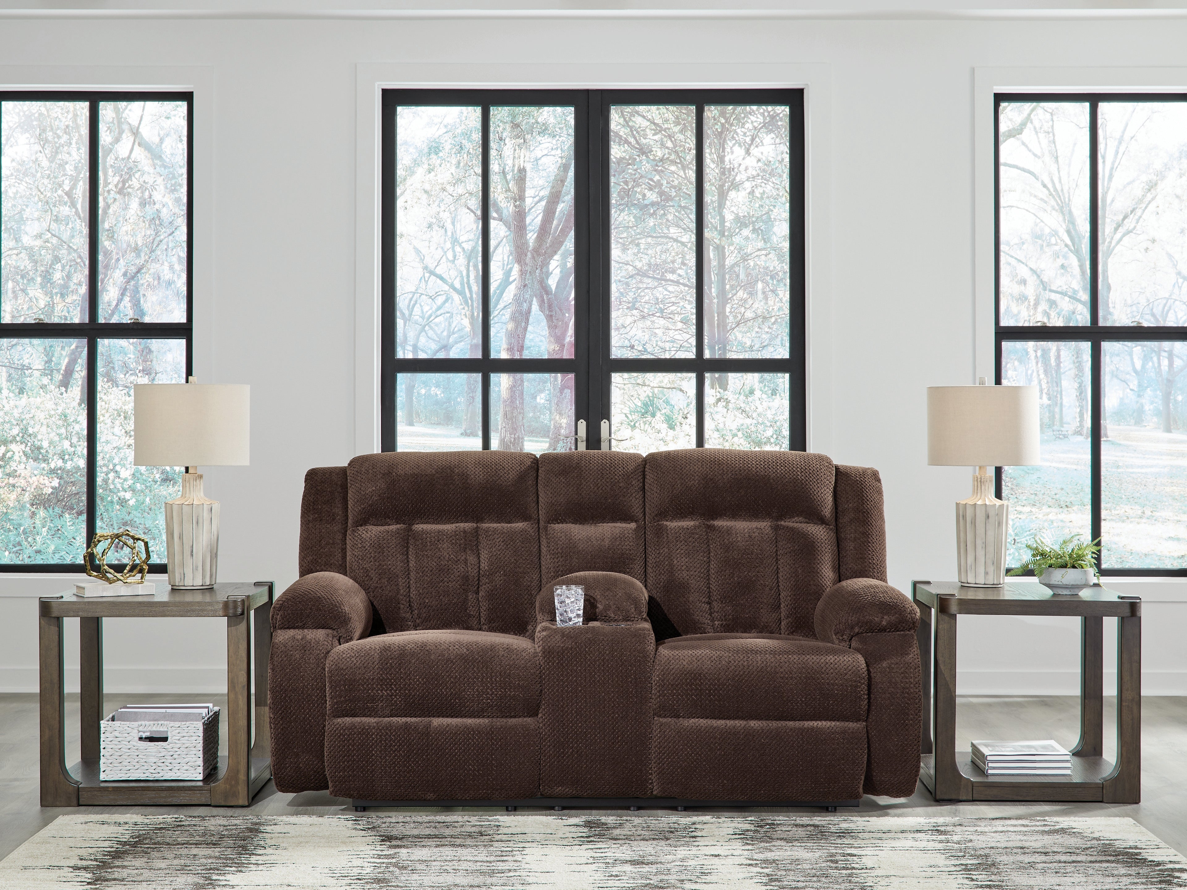 Family Deals Furniture - Ashley Furniture - Observation Living Room - DBL REC PWR Loveseat w/Console / Steel - PC2140596