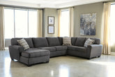 Family Deals Furniture - Ashley Furniture - Ambee Sectional - RAF 3-Piece Sectional with Chaise / Slate - 28620S1