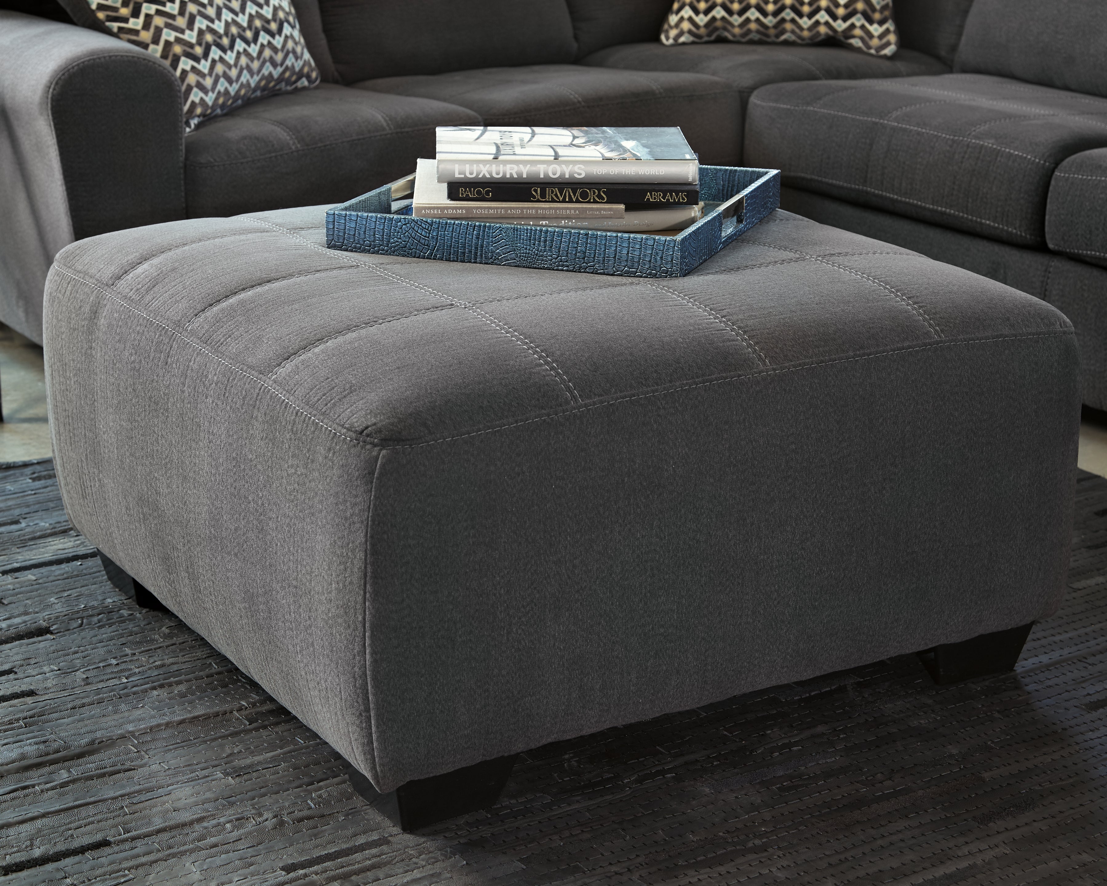Family Deals Furniture - Ashley Furniture - Ambee Living Room - Oversized Accent Ottoman / Slate - 2862008