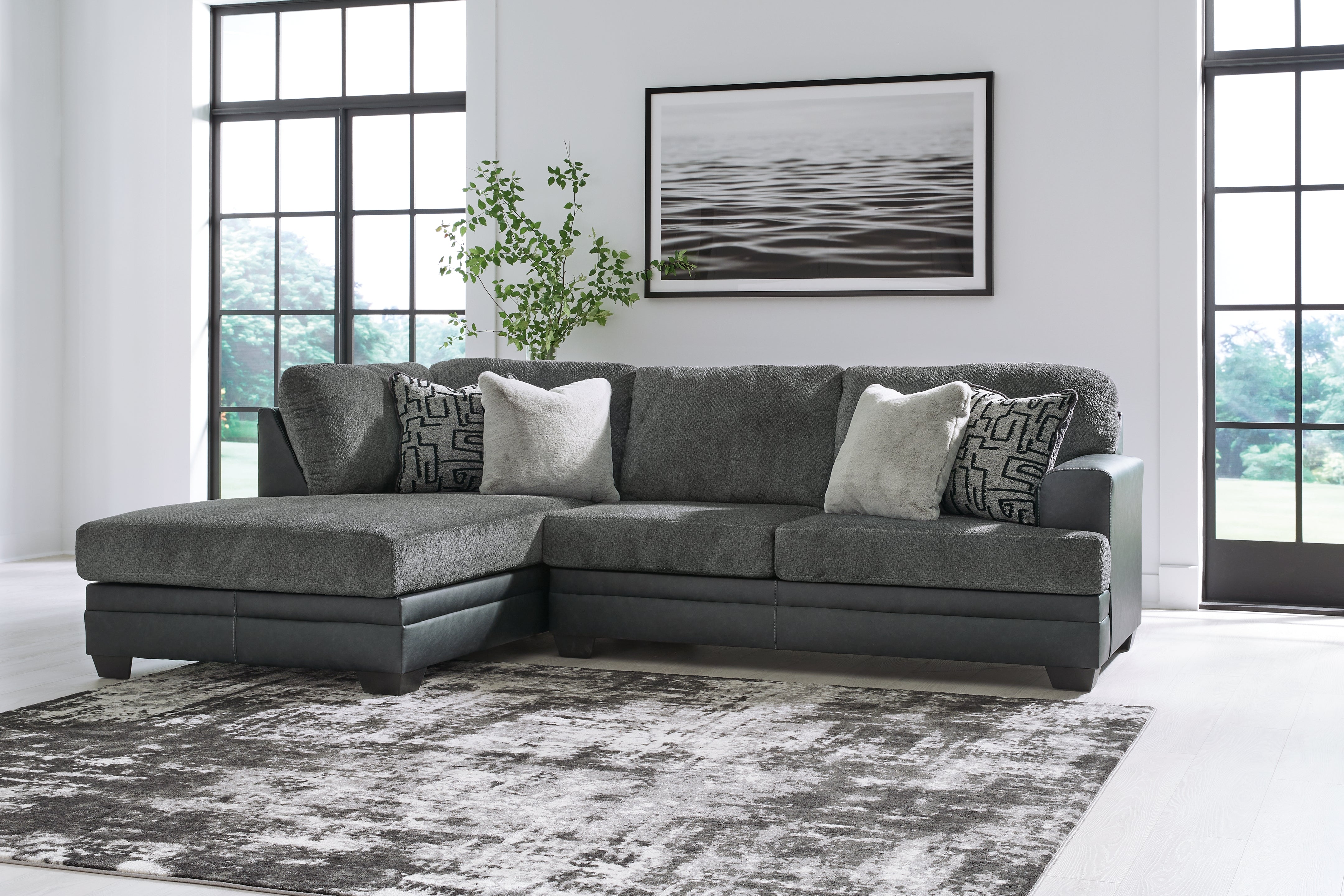 Family Deals Furniture - Ashley Furniture - Brixley Pier Sectional - LAF 2-Piece Sectional with Chaise / Graphite - 29906S2