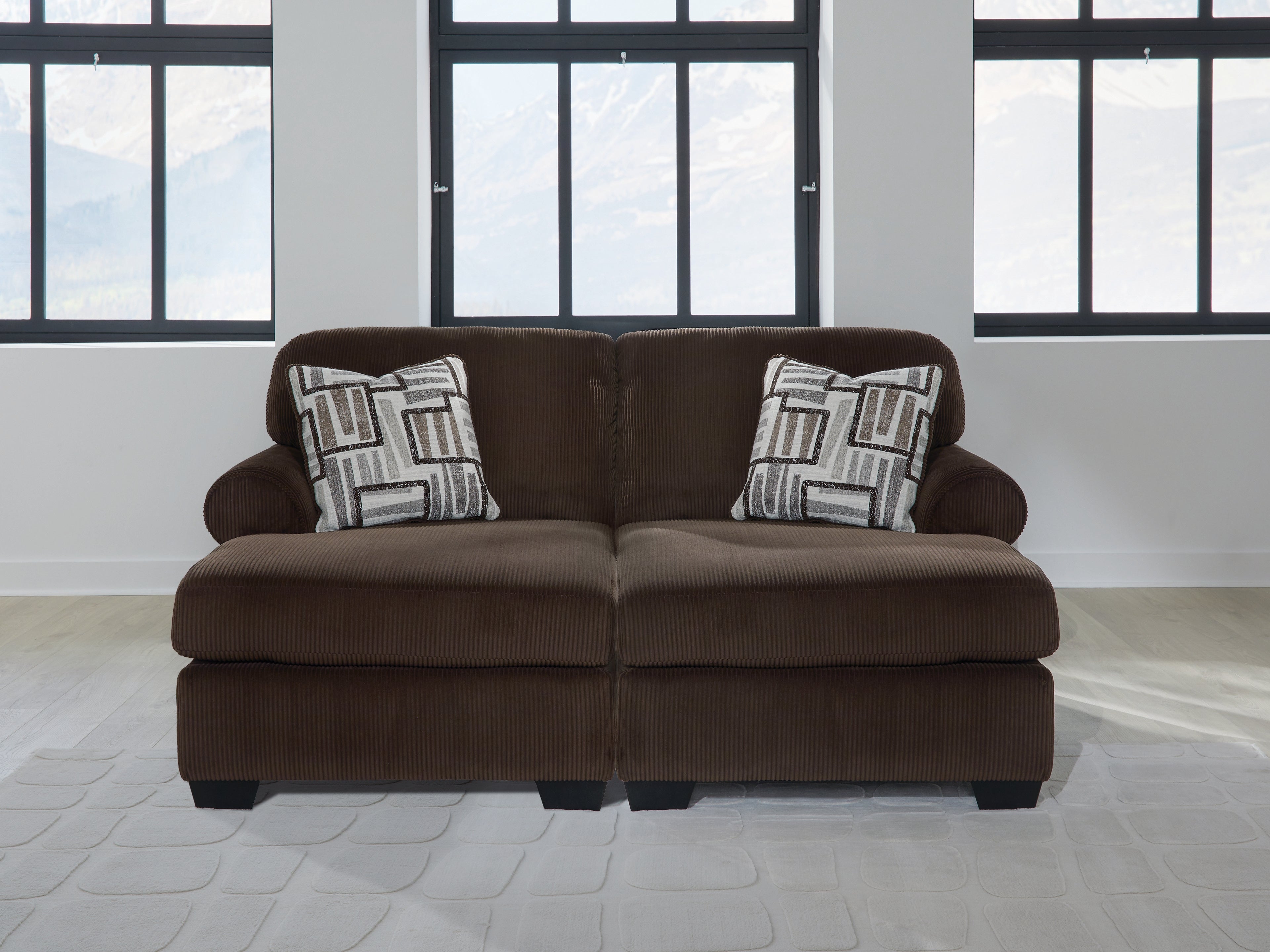 Family Deals Furniture - Ashley Furniture - Kimlee Sectional - RAF 3-Piece Sectional with Chaise / Chocolate - PC35603S1