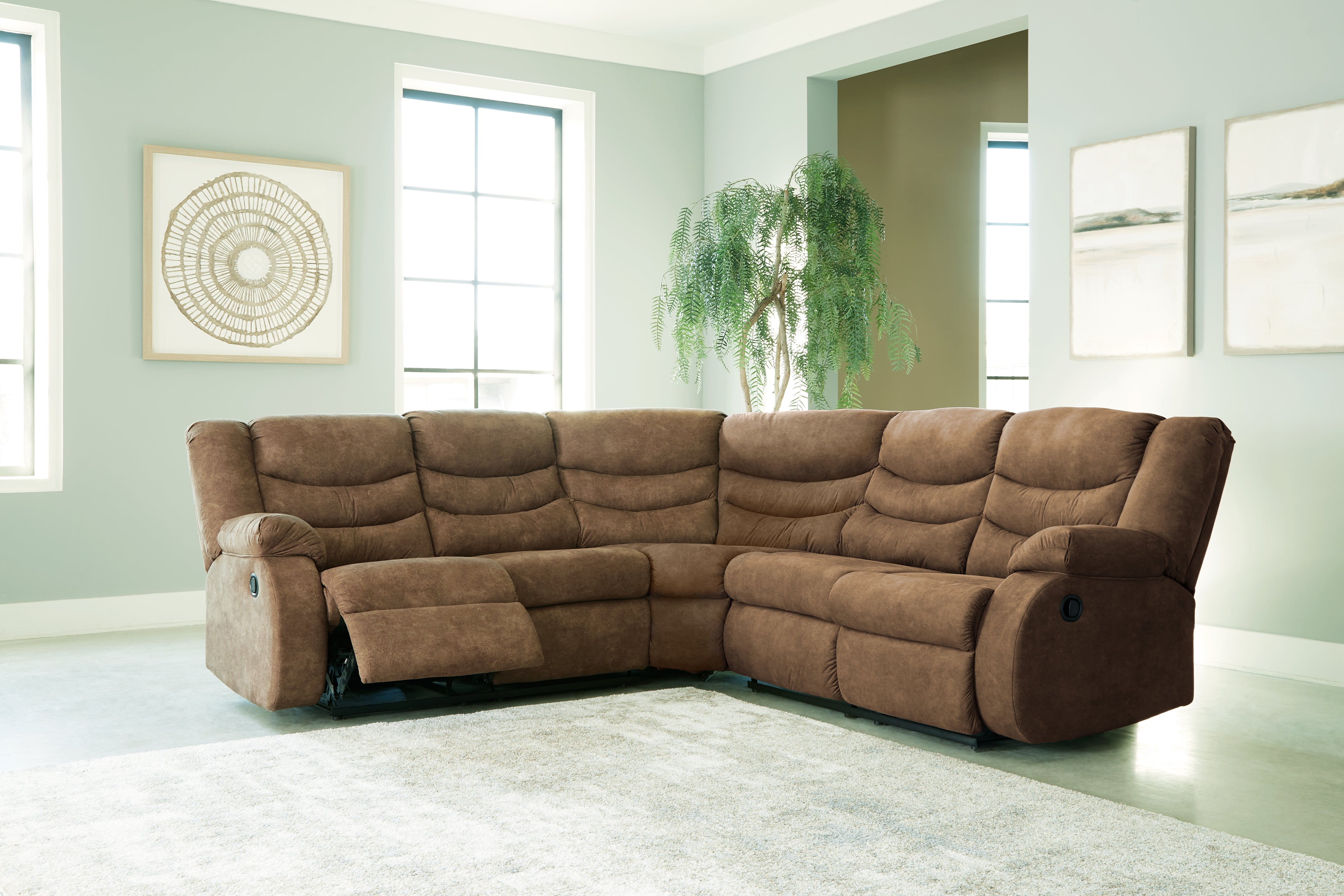 Family Deals Furniture - Ashley Furniture - Partymate Sectional - 2-Piece Reclining Sectional / Brindle - 36902S2