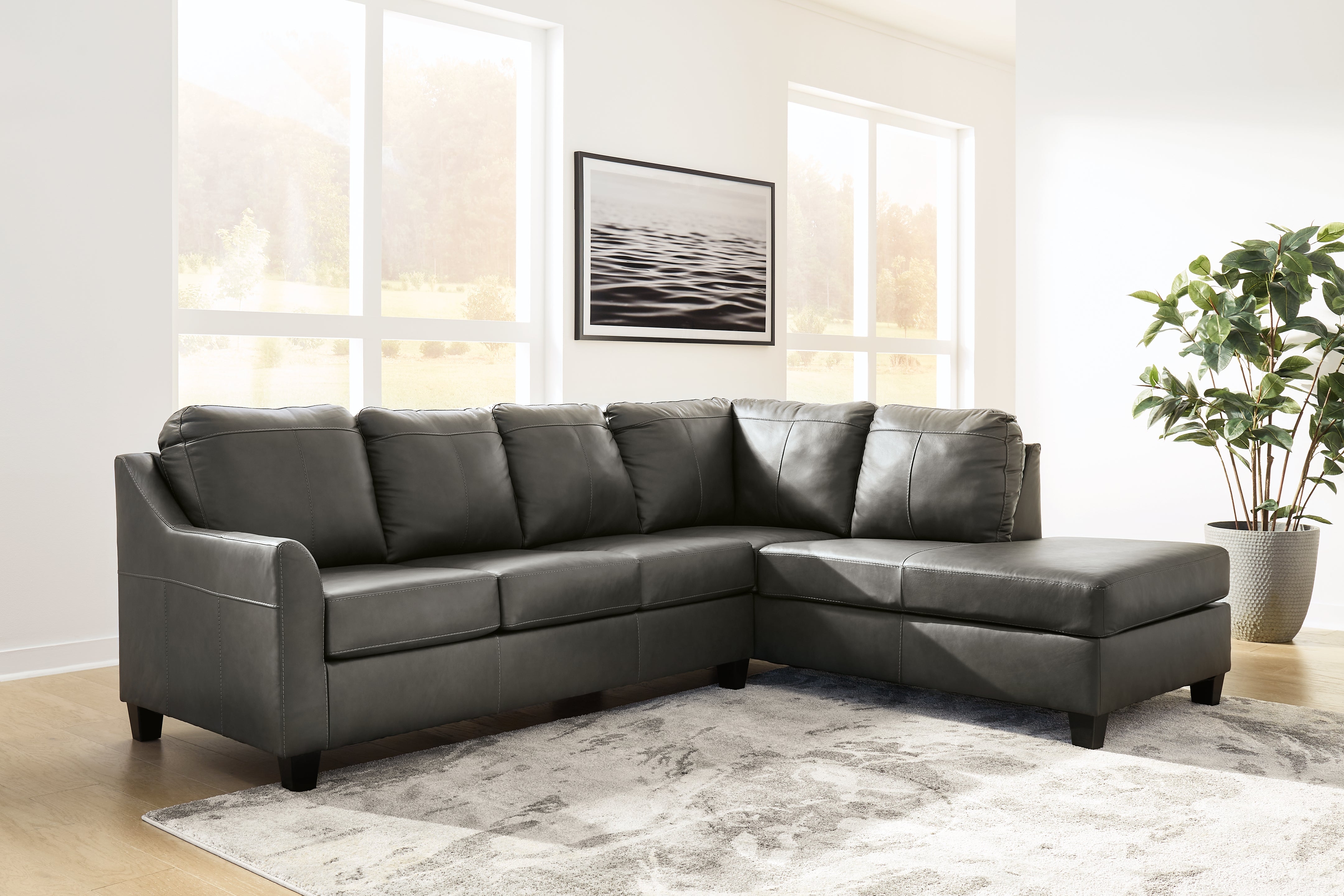 Family Deals Furniture - Ashley Furniture - Valderno Sectional - LAF 2-Piece Sectional with Chaise / Fog - 47804S1