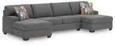 Family Deals Furniture - Ashley Furniture - Newellen Sectional - RAF 3-Piece Sectional with Chaise / Hemp - 48404S1