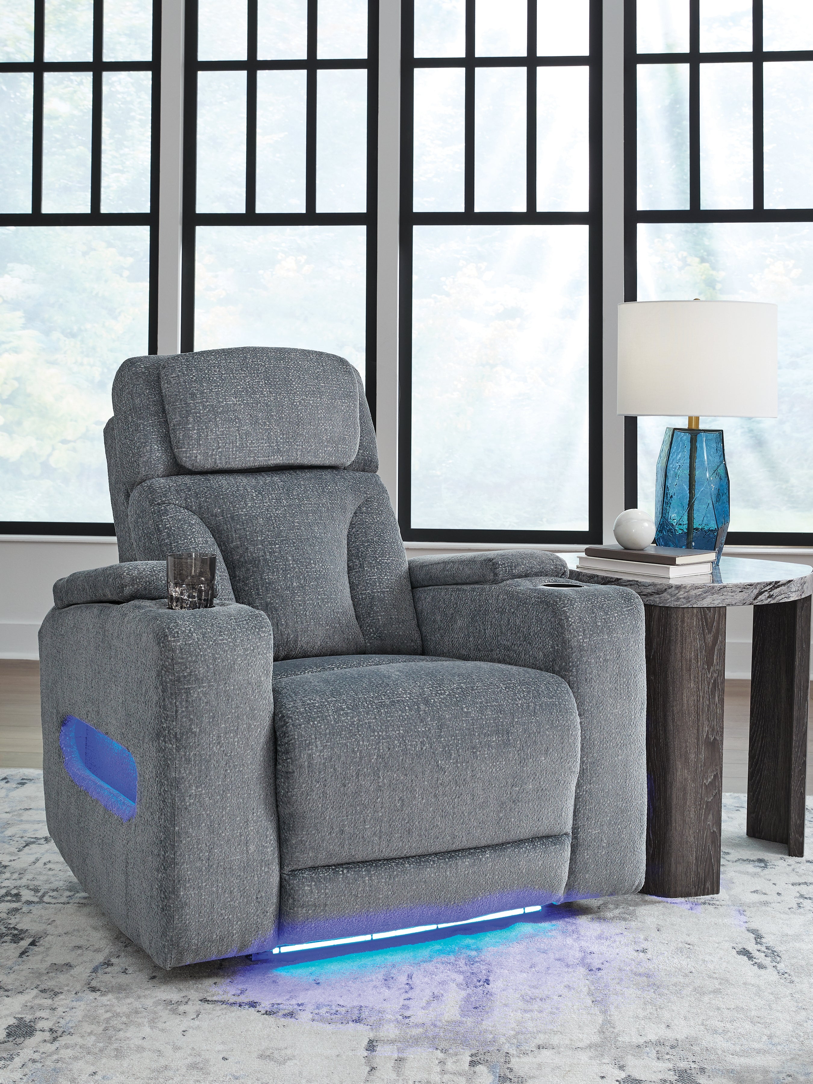 Family Deals Furniture - Ashley Furniture - Studio Cave Living Room - PWR Recliner/ADJ Headrest / Steel - PC4980213
