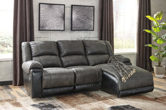 Family Deals Furniture - Ashley Furniture - Nantahala Sectional - 3-Piece Reclining Sectional with Chaise / Slate - 50301S9