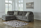 Family Deals Furniture - Ashley Furniture - Lonoke Sectional - LAF 2-Piece Sectional with Chaise / Gunmetal - 50504S2