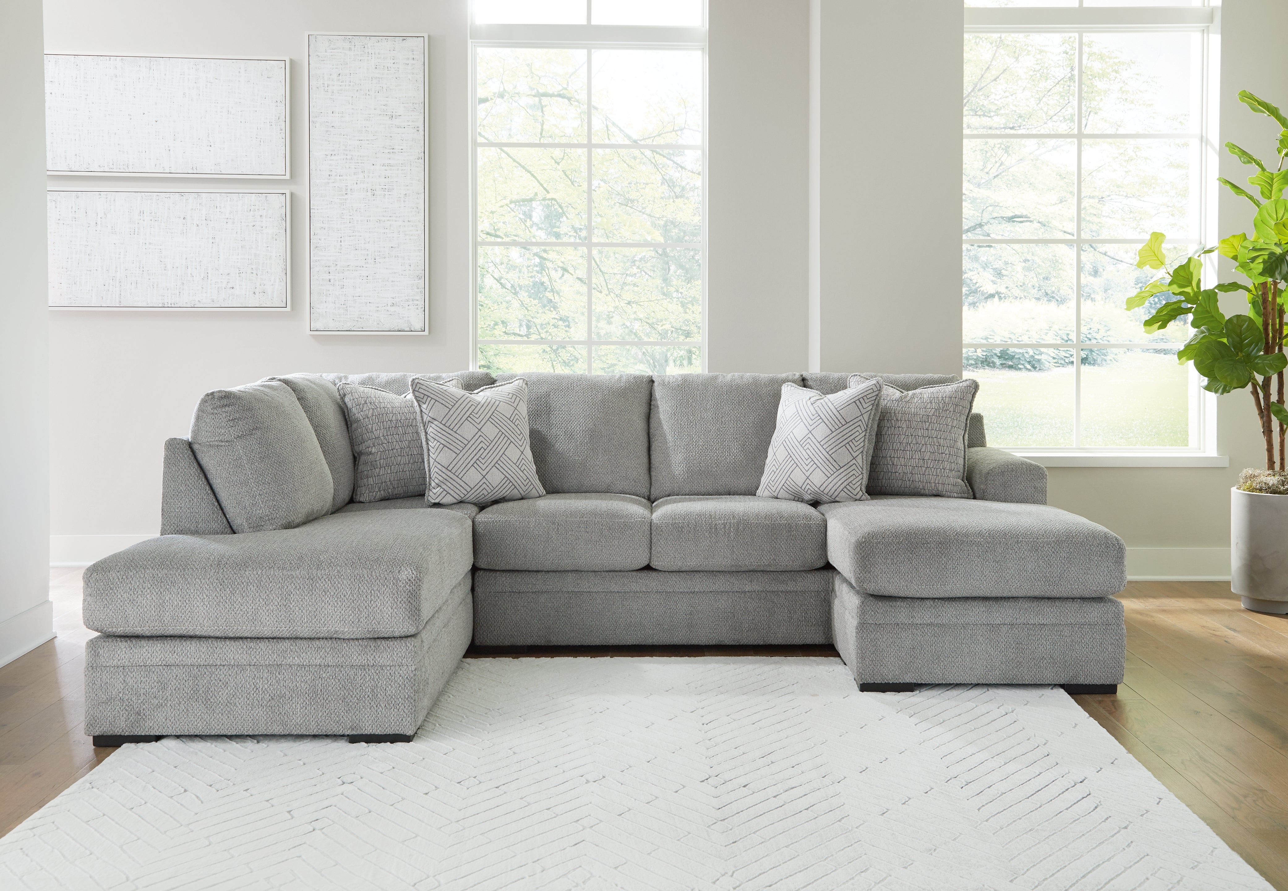 Family Deals Furniture - Ashley Furniture - Casselbury Sectional - RAF 2-Piece Sectional with Chaise / Cement - 52906S2