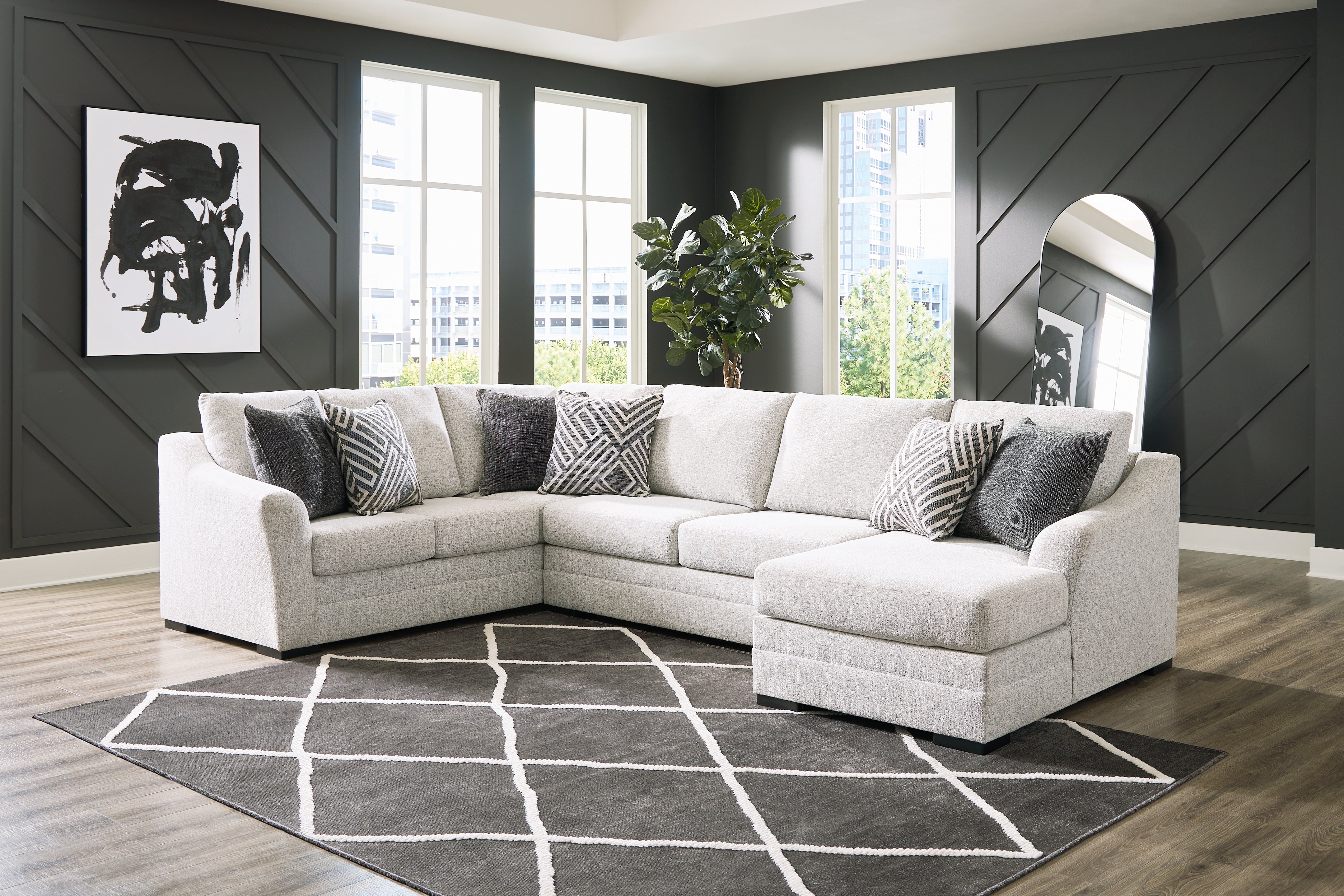 Family Deals Furniture - Ashley Furniture - Koralynn Sectional - LAF 3-Piece Sectional with Chaise / Stone - 54102S2