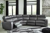 Family Deals Furniture - Ashley Furniture - Samperstone Sectional - 2-Piece Power Reclining Sectional Loveseat / Gray - 55203S5