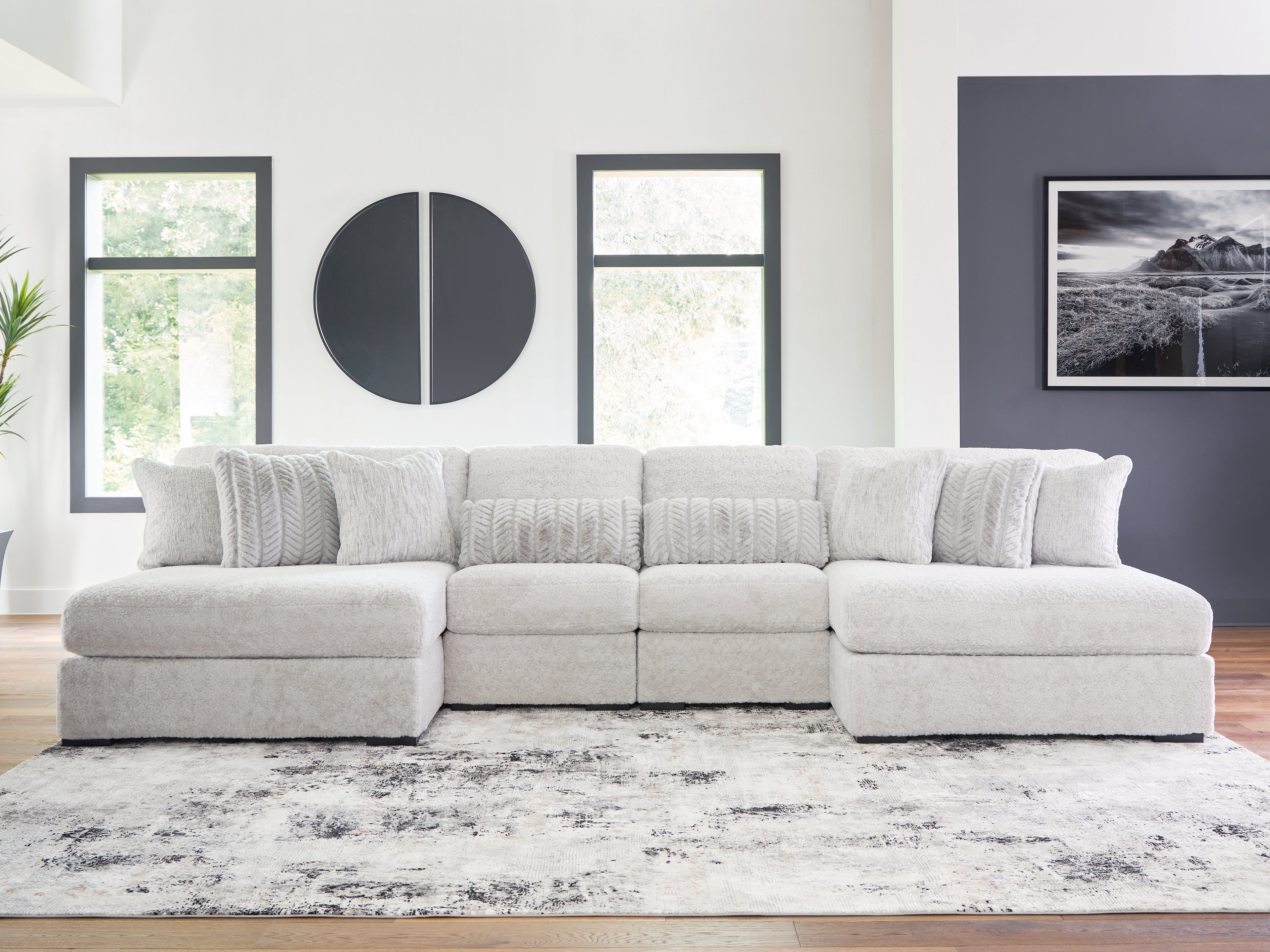 Family Deals Furniture - Ashley Furniture - Cuddle Plush Sectional - RAF 5-Piece Sectional / Arctic - PC59106S2