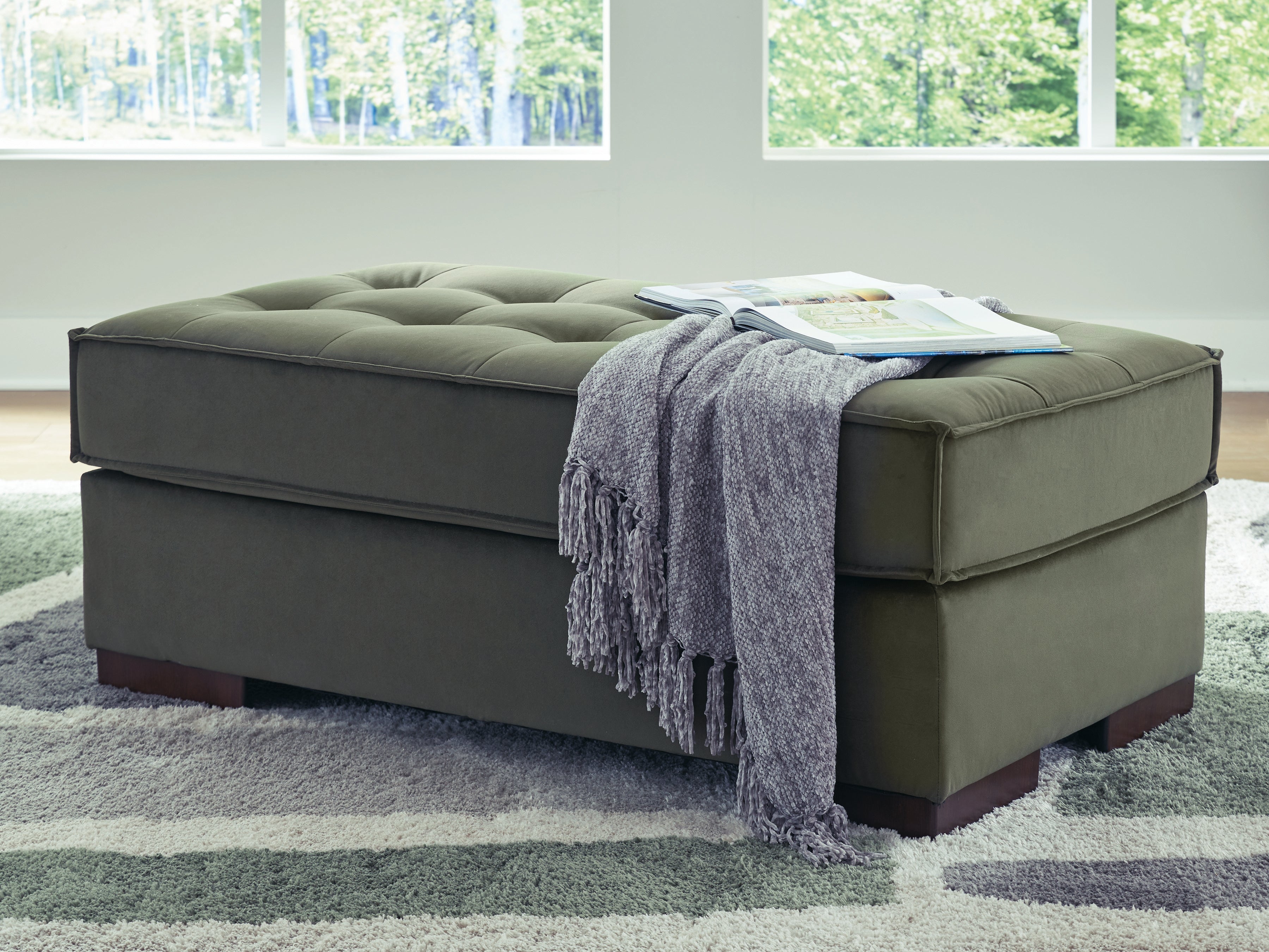 Family Deals Furniture - Ashley Furniture - Caspian-Town Living Room - Oversized Accent Ottoman / Olive - PC6170208