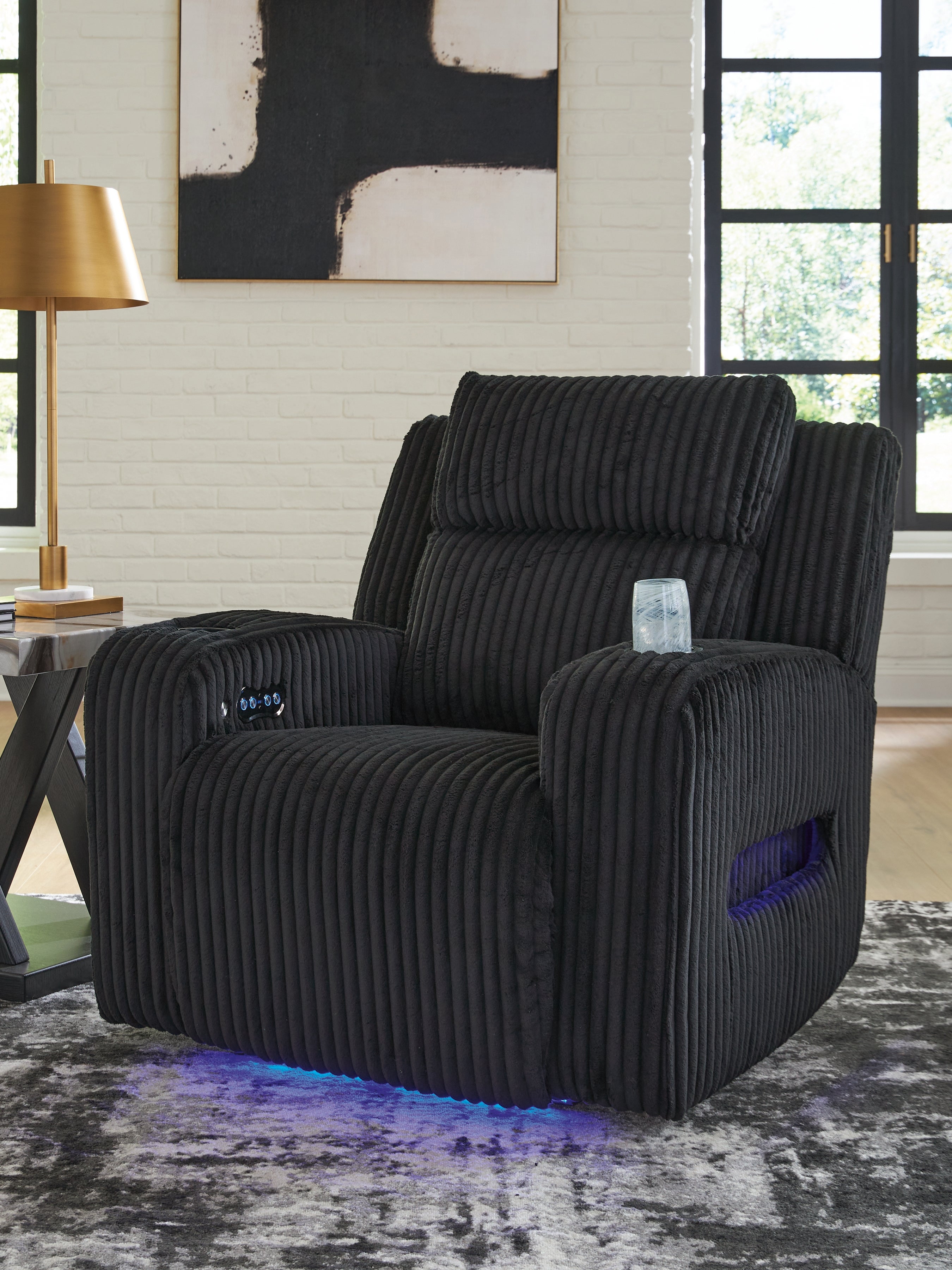 Family Deals Furniture - Ashley Furniture - Forest Lake Living Room - PWR Recliner/ADJ Headrest / Black - PC6420213