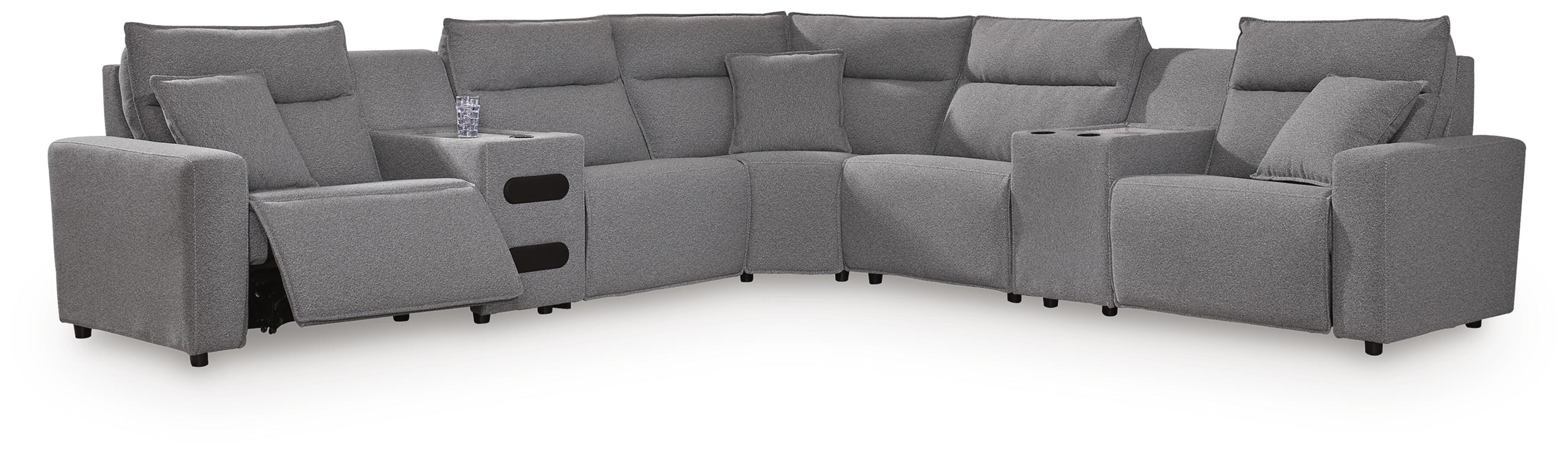 Family Deals Furniture - Ashley Furniture - Modmax II 7-Piece Power Reclining Sectional with Audio Consoles - 7-Piece Power Reclining Sectional with Audio Consoles - 65906S48