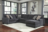 Family Deals Furniture - Ashley Furniture - Tracling Sectional - RAF 3-Piece Sectional with Chaise / Slate - 72600S1