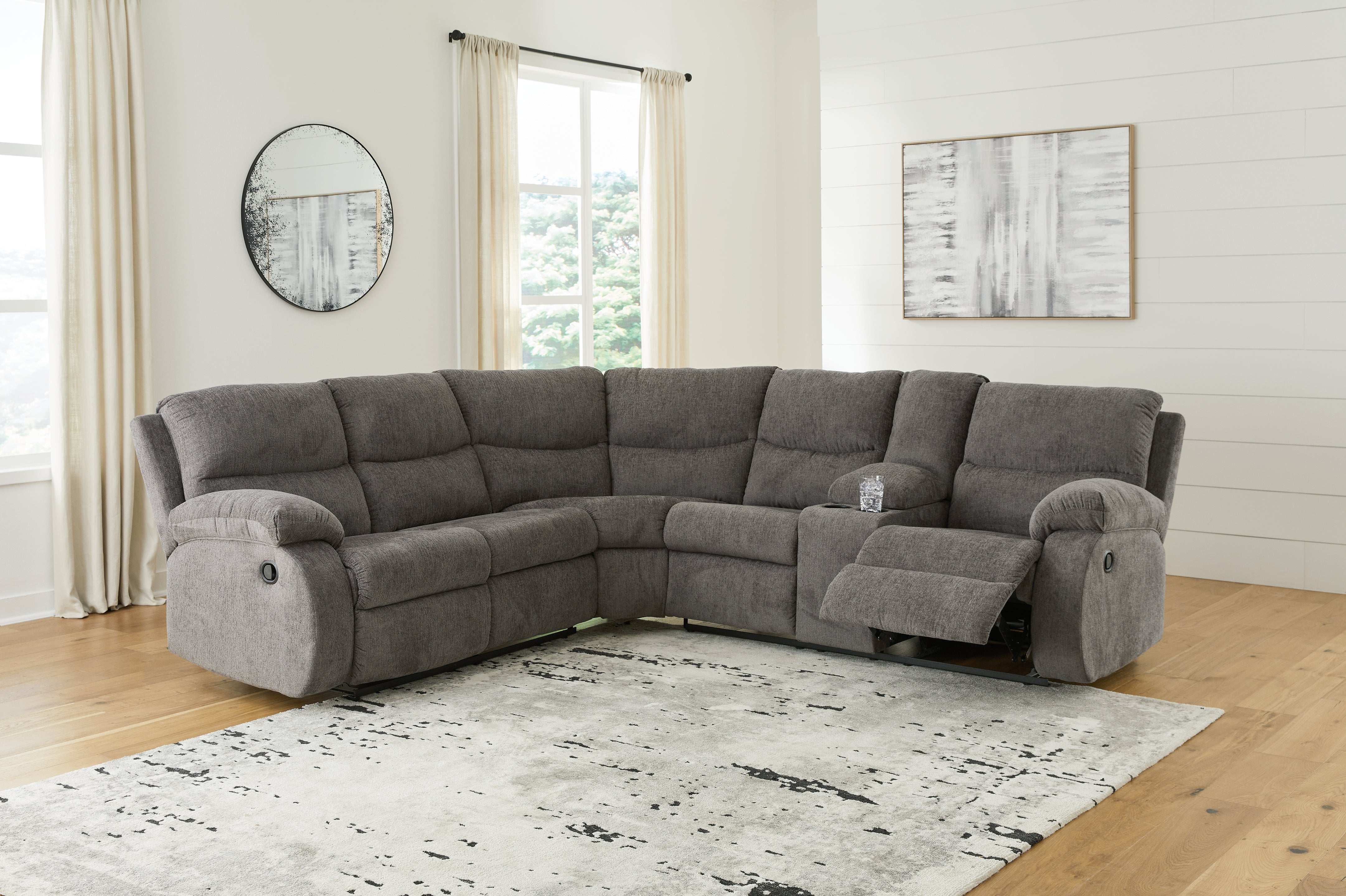 Family Deals Furniture - Ashley Furniture - Museum Sectional - 2-Piece Reclining Sectional / Pewter - 81807S1