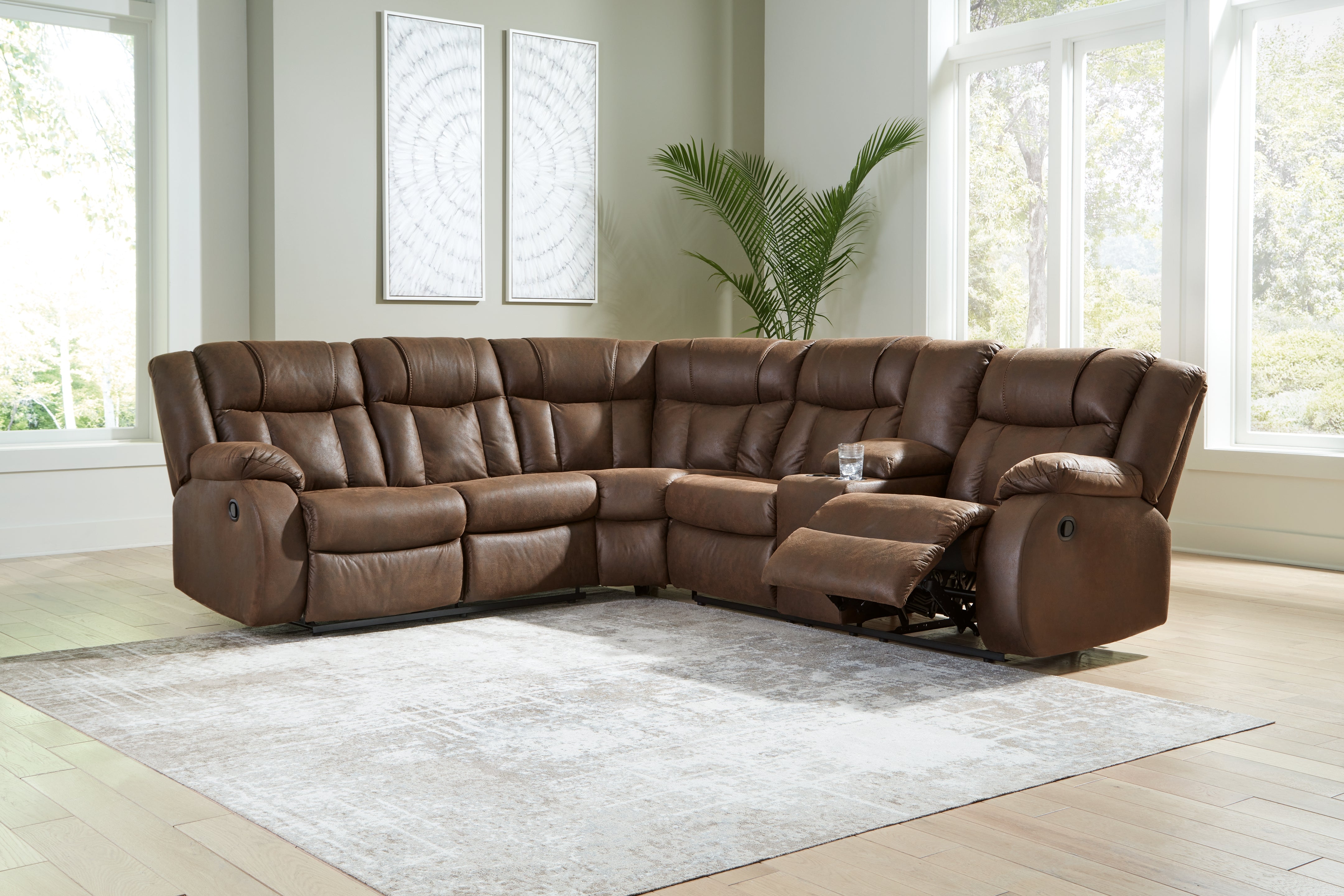 Family Deals Furniture - Ashley Furniture - Trail Boys Sectional - 2-Piece Reclining Sectional / Walnut - 82703S1