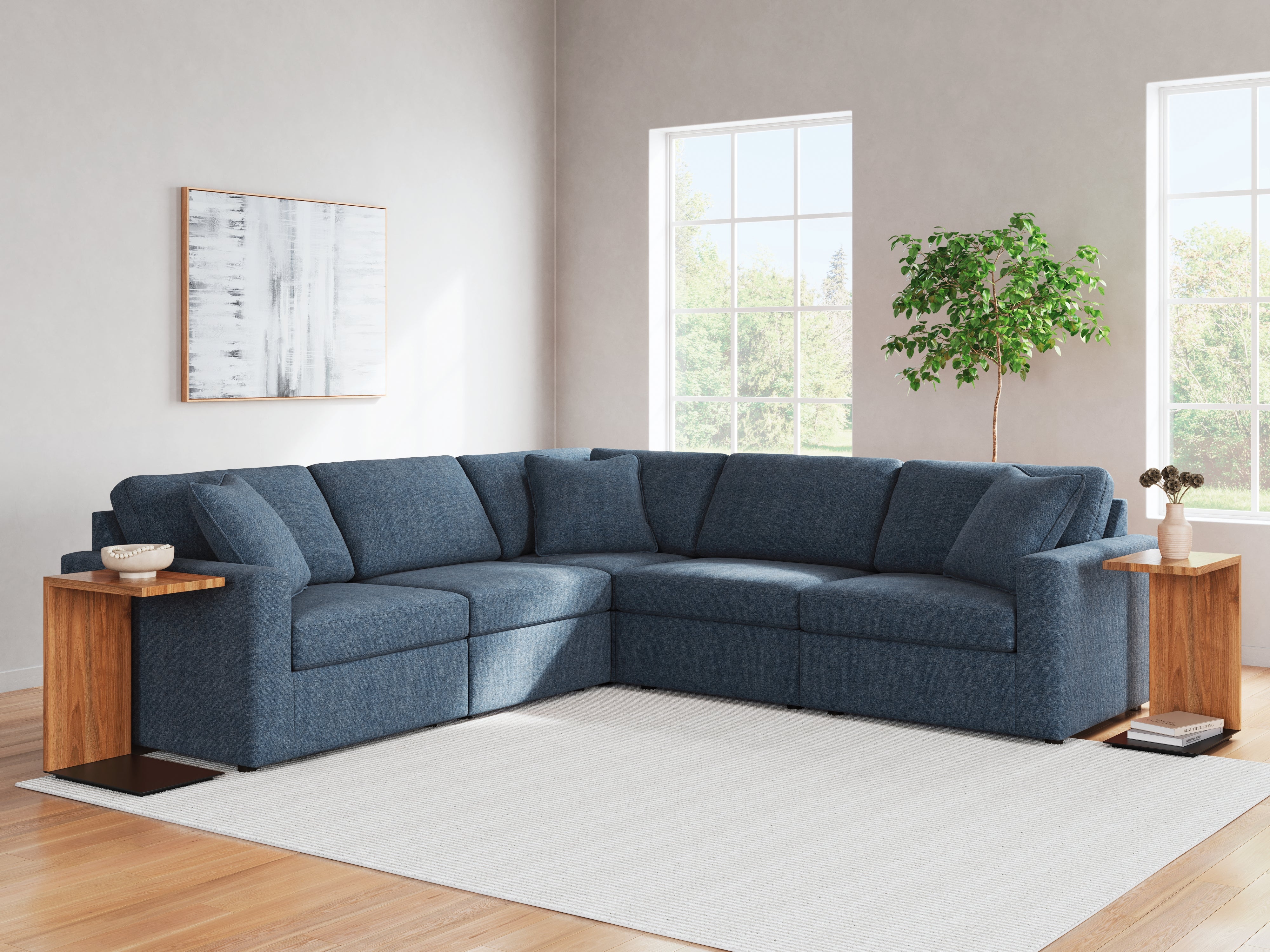 Family Deals Furniture - Ashley Furniture - Modmax Sectional - RAF 7-Piece Sectional with Audio Console / Ink - 92121S75