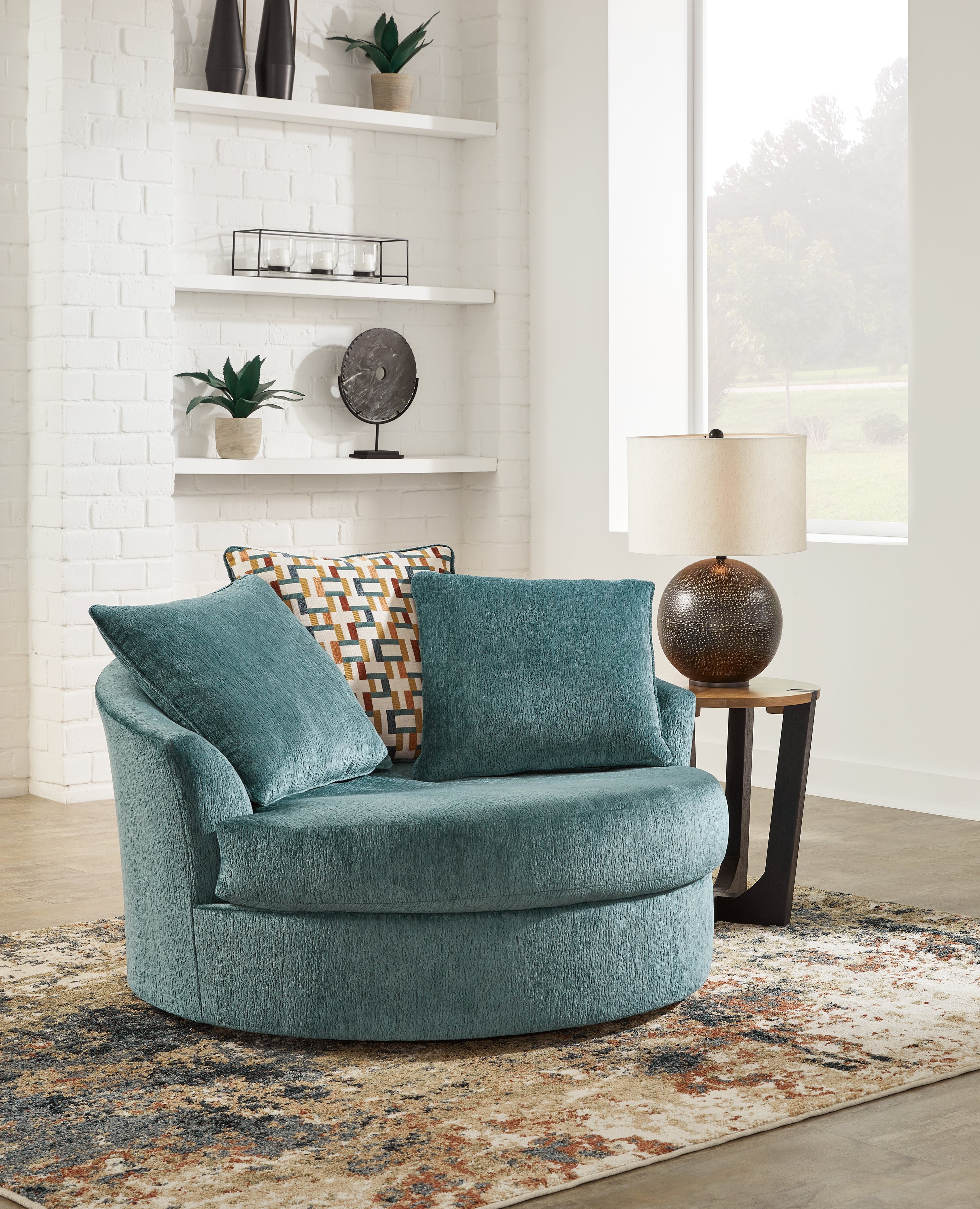 Family Deals Furniture - Ashley Furniture - Laylabrook Living Room - Oversized Swivel Accent Chair / Teal - 9220621