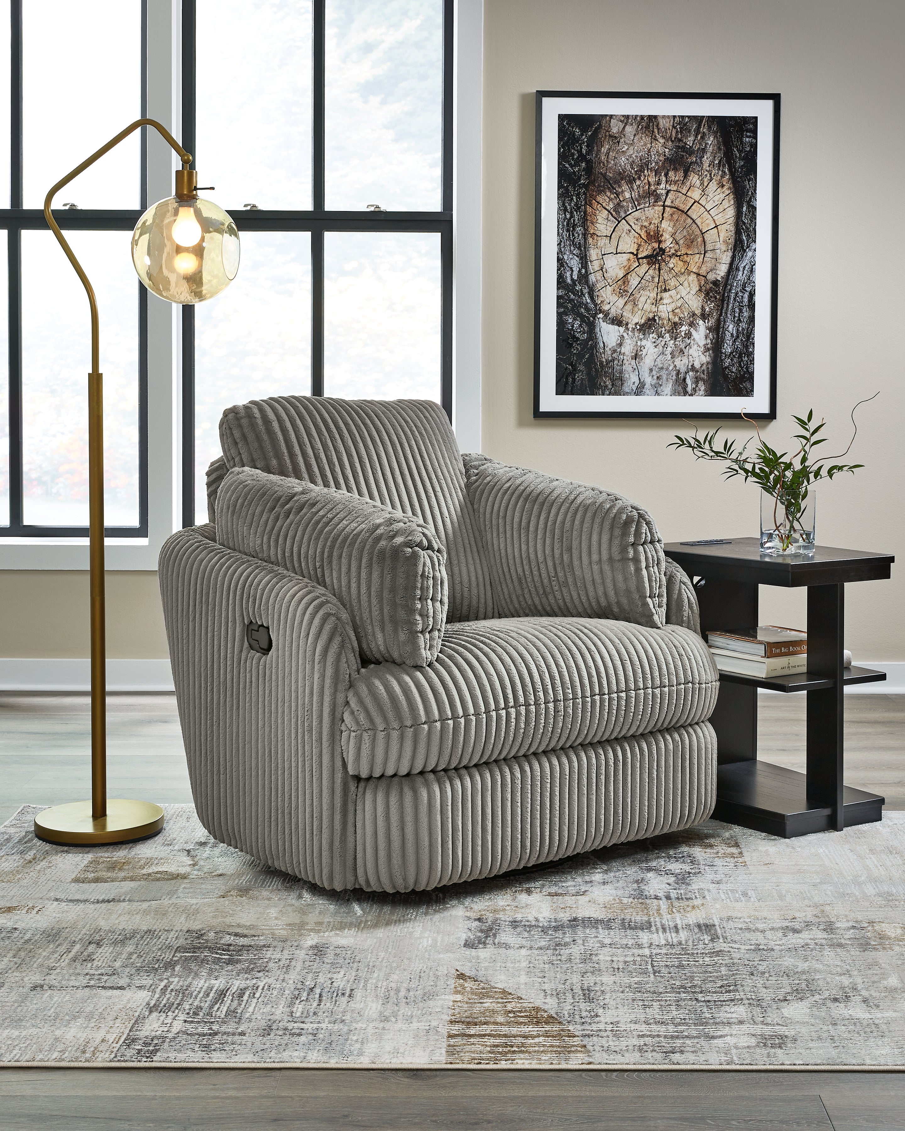 Family Deals Furniture - Ashley Furniture - Tie-Breaker Living Room - Swivel Glider Recliner / Fog - 9490361