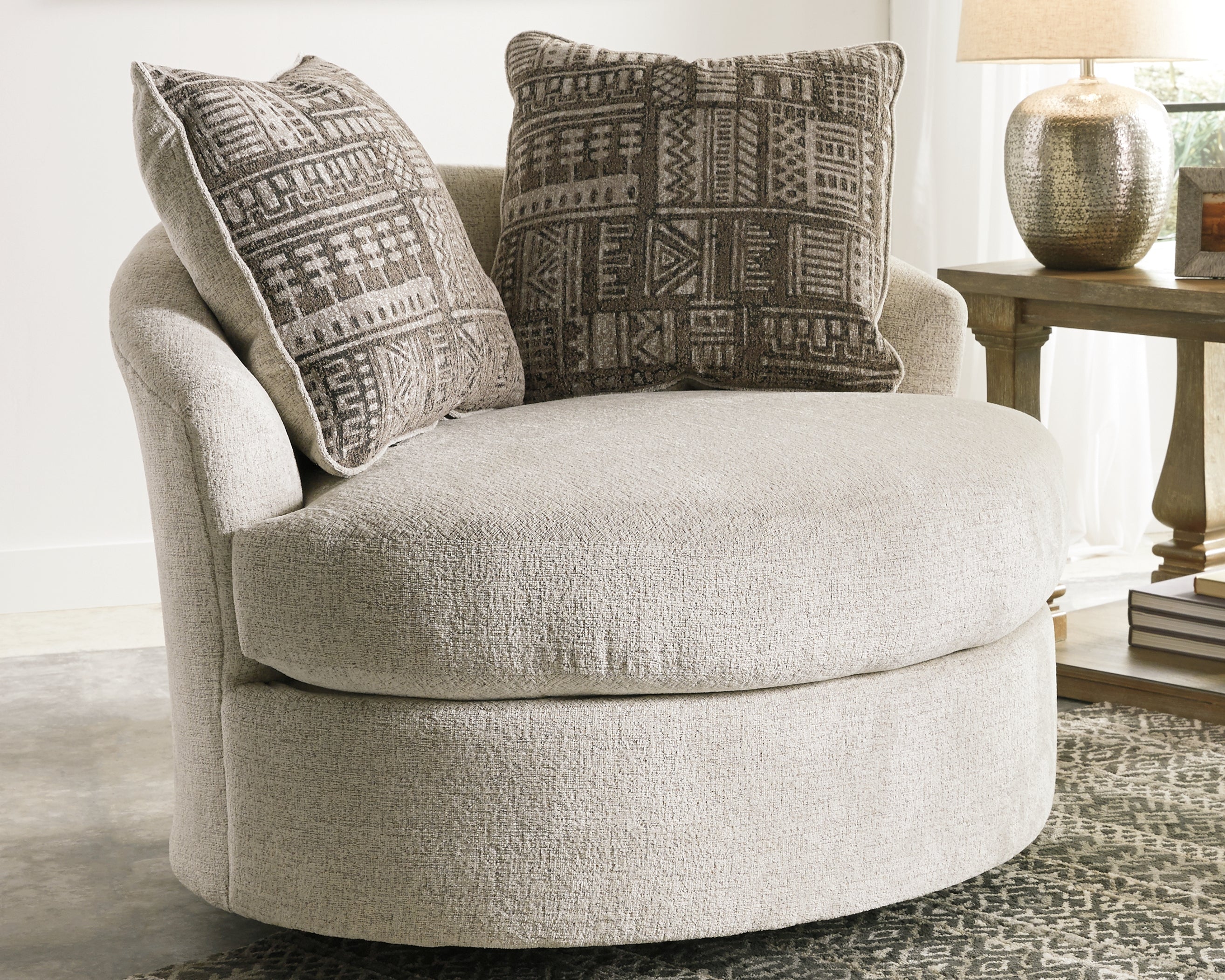 Family Deals Furniture - Ashley Furniture - Soletren Living Room - Swivel Accent Chair / Stone - 9510444