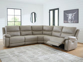 Family Deals Furniture - Ashley Furniture - Narwhal Place Sectional - 5-Piece Power Reclining Sectional / Pebble - PC99201S8