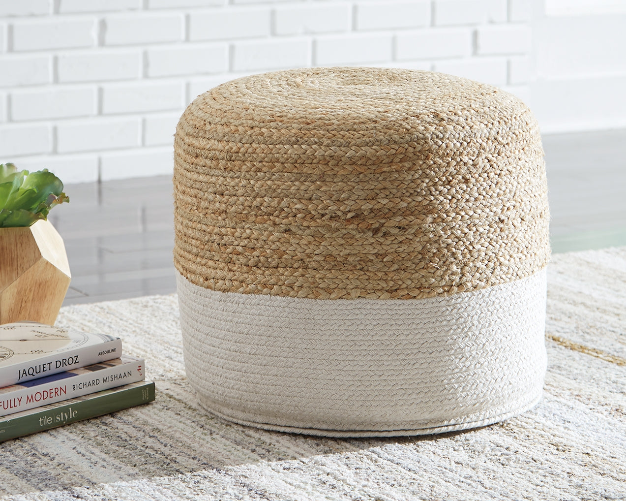 Family Deals Furniture - Ashley Furniture - Sweed Valley Pouf - Pouf / Natural/White - A1000420