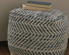 Family Deals Furniture - Ashley Furniture - Chevron Pouf - Pouf / Blue - A1000445