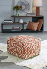 Family Deals Furniture - Ashley Furniture - Brynnsen Pouf - Pouf / Rust/Ivory - A1001056