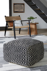Family Deals Furniture - Ashley Furniture - Jasett Pouf - Pouf / Black/Ivory - A1001058