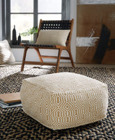 Family Deals Furniture - Ashley Furniture - Adamont Pouf - Pouf / Tan/Ivory - A1001059