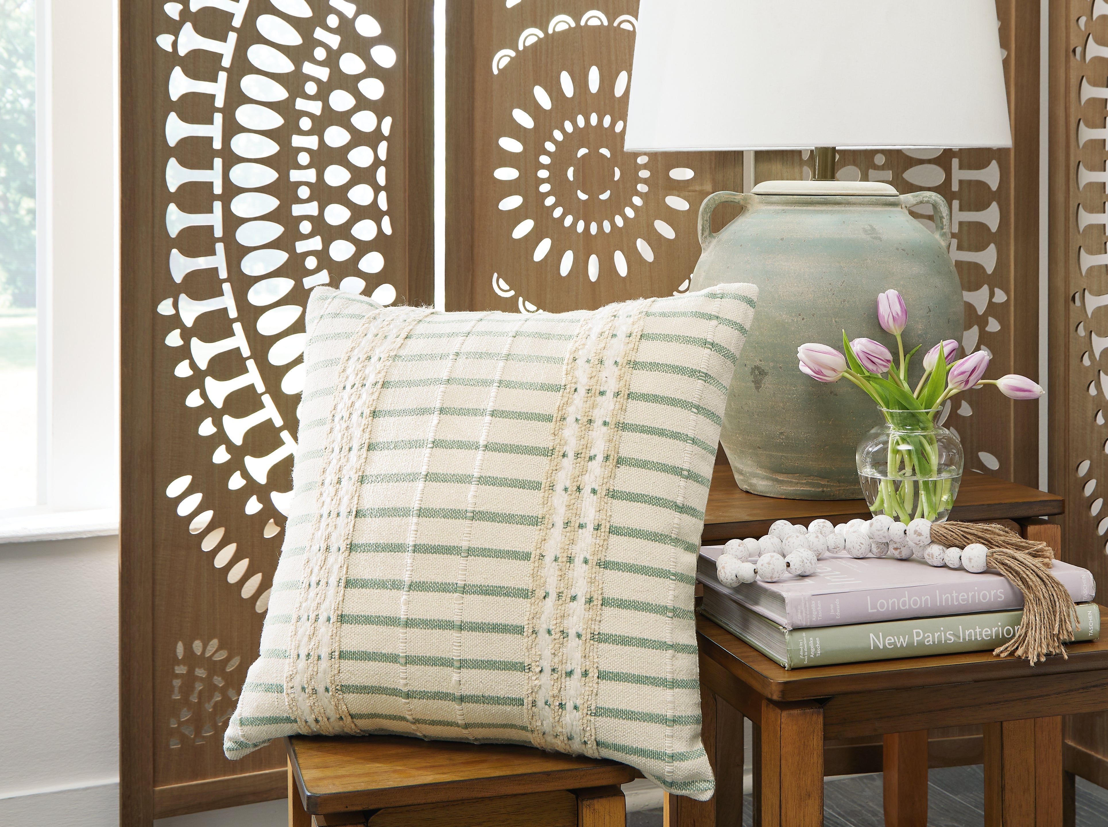 Family Deals Furniture - Ashley Furniture - Rowton Pillows - Pillow (4/CS) / White/Green - A1001072