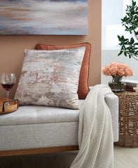Family Deals Furniture - Ashley Furniture - Edinfielders Pillows - Pillow (4/CS) / Cream/Gray/Rust - A1001094