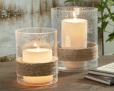 Family Deals Furniture - Ashley Furniture - Eudocia Candle Holder - Candle Holder Set (Set of 2) / Clear - A2000456