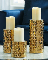 Family Deals Furniture - Ashley Furniture - Marisa Candle Holder - Candle Holder Set (3/CN) / Gold Finish - A2000461