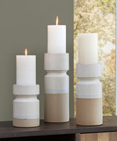 Family Deals Furniture - Ashley Furniture - Hurston Candle Holder - Candle Holder Set (3/CN) / Ivory/Brown - A2000583