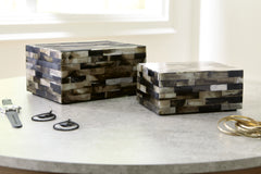 Family Deals Furniture - Ashley Furniture - Ellford Box (Set of 2) - Box Set (Set of 2) / Black/Brown/Cream - A2000596