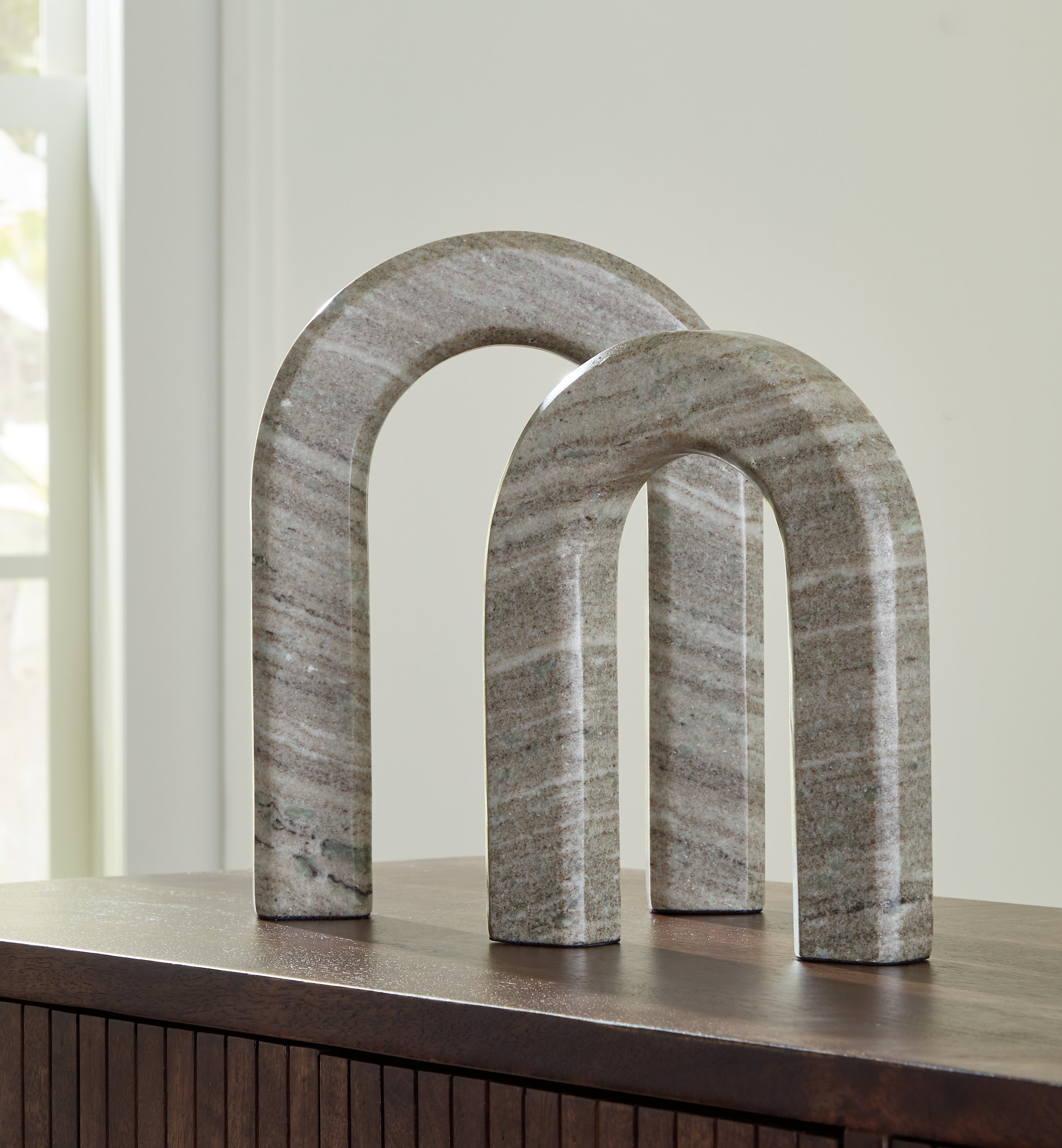 Family Deals Furniture - Ashley Furniture - Keithton Sculpture - Sculpture Set (Set of 2) / Taupe - A2000618