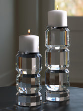 Family Deals Furniture - Ashley Furniture - Brentley Candle Holder - Candle Holder Set (Set of 2) / Clear/Silver Finish - A2000770
