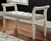 Family Deals Furniture - Ashley Furniture - Realyn Accent Bench - Accent Bench / Antique White / 46"W x 16"D x 26"H - A3000157