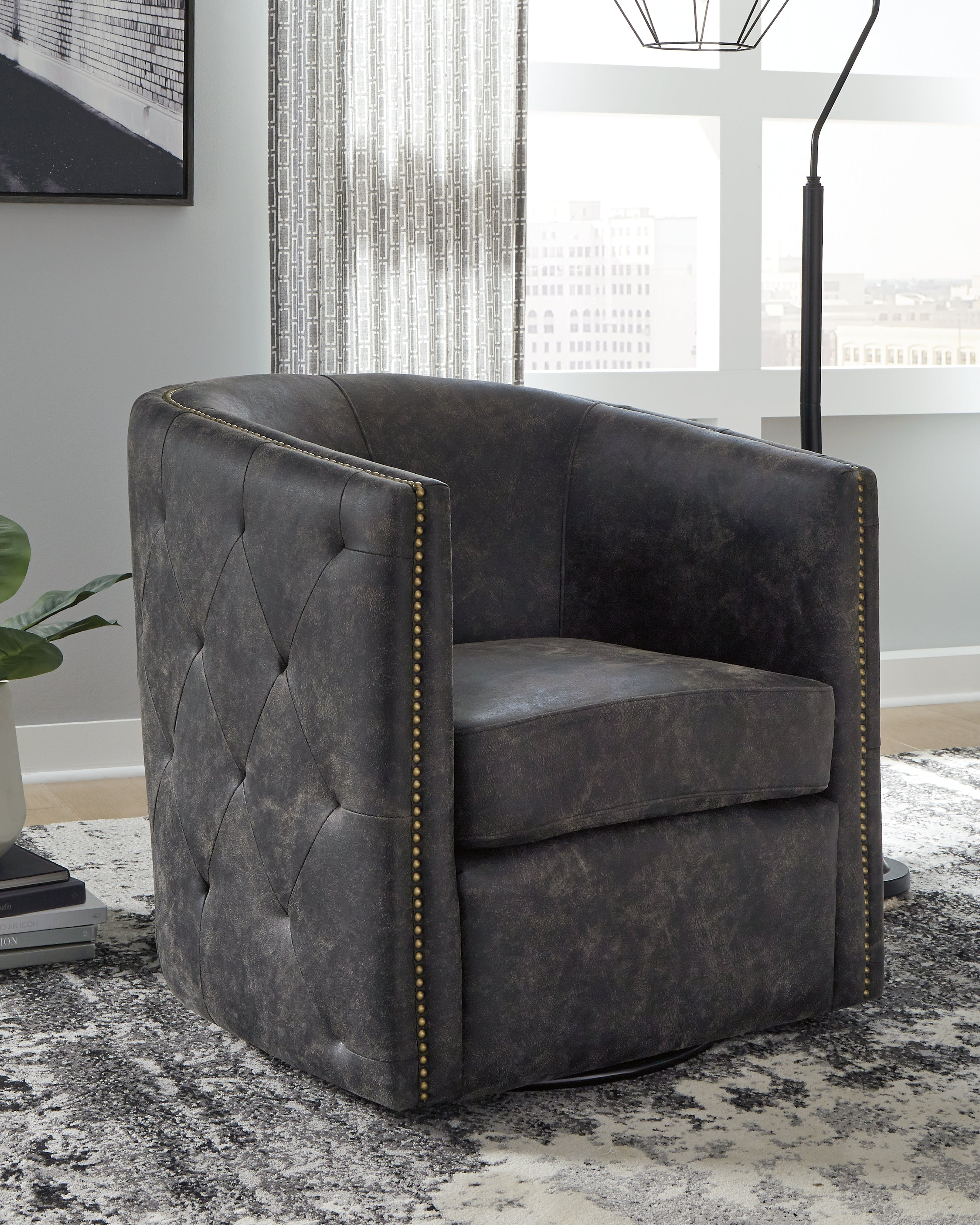 Family Deals Furniture - Ashley Furniture - Brentlow Swivel Accent Chair - Swivel Accent Chair / Granite - A3000741