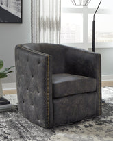 Family Deals Furniture - Ashley Furniture - Brentlow Swivel Accent Chair - Swivel Accent Chair / Granite - A3000741