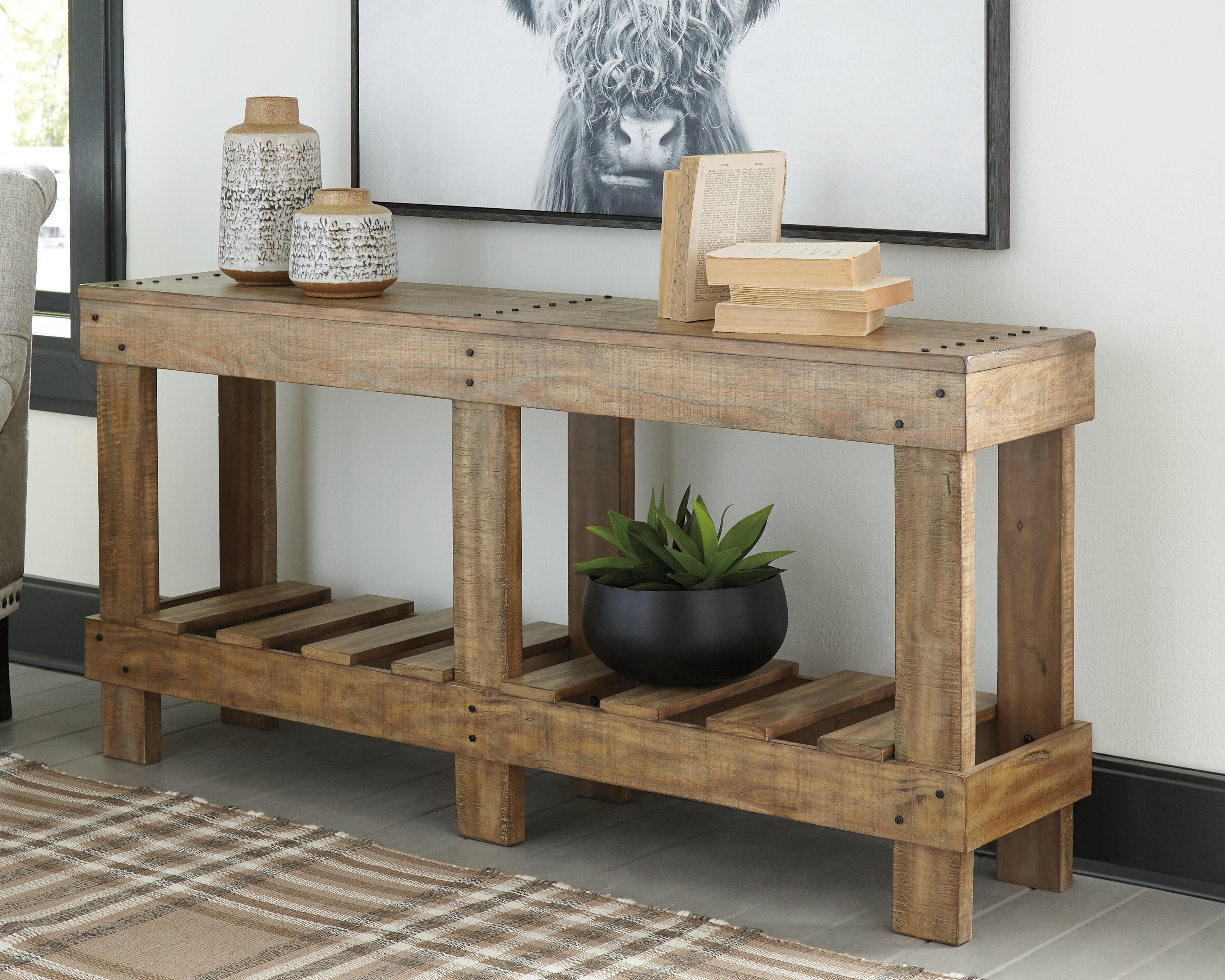 Family Deals Furniture - Ashley Furniture - Susandeer Sofa/Console Table - Console Sofa Table / Brown - A4000219
