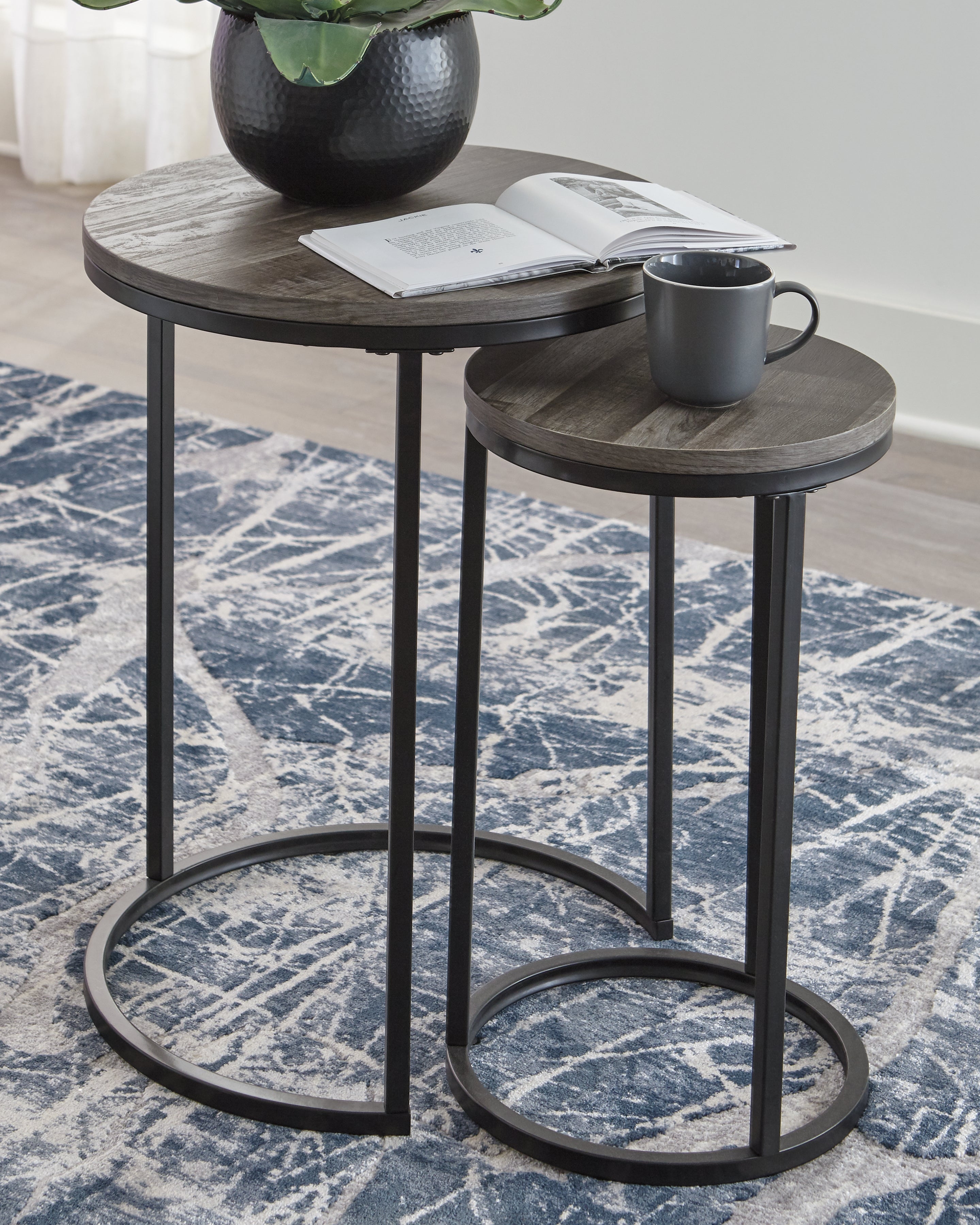 Family Deals Furniture - Ashley Furniture - Briarsboro Accent Table (Set of 2) - Accent Table Set (Set of 2) / Black/Gray - A4000231