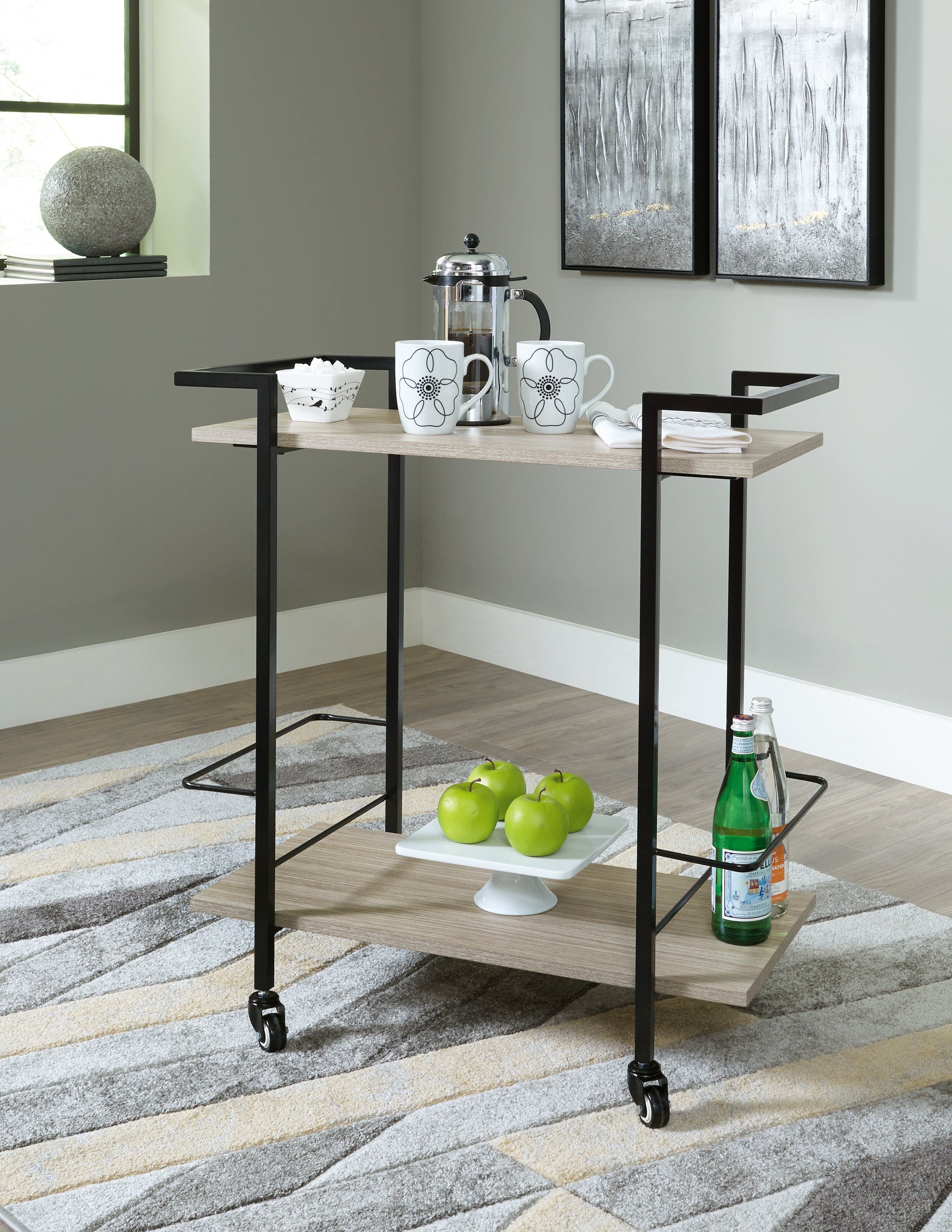 Family Deals Furniture - Ashley Furniture - Waylowe Bar Cart - Bar Cart / Brown/Black - A4000389