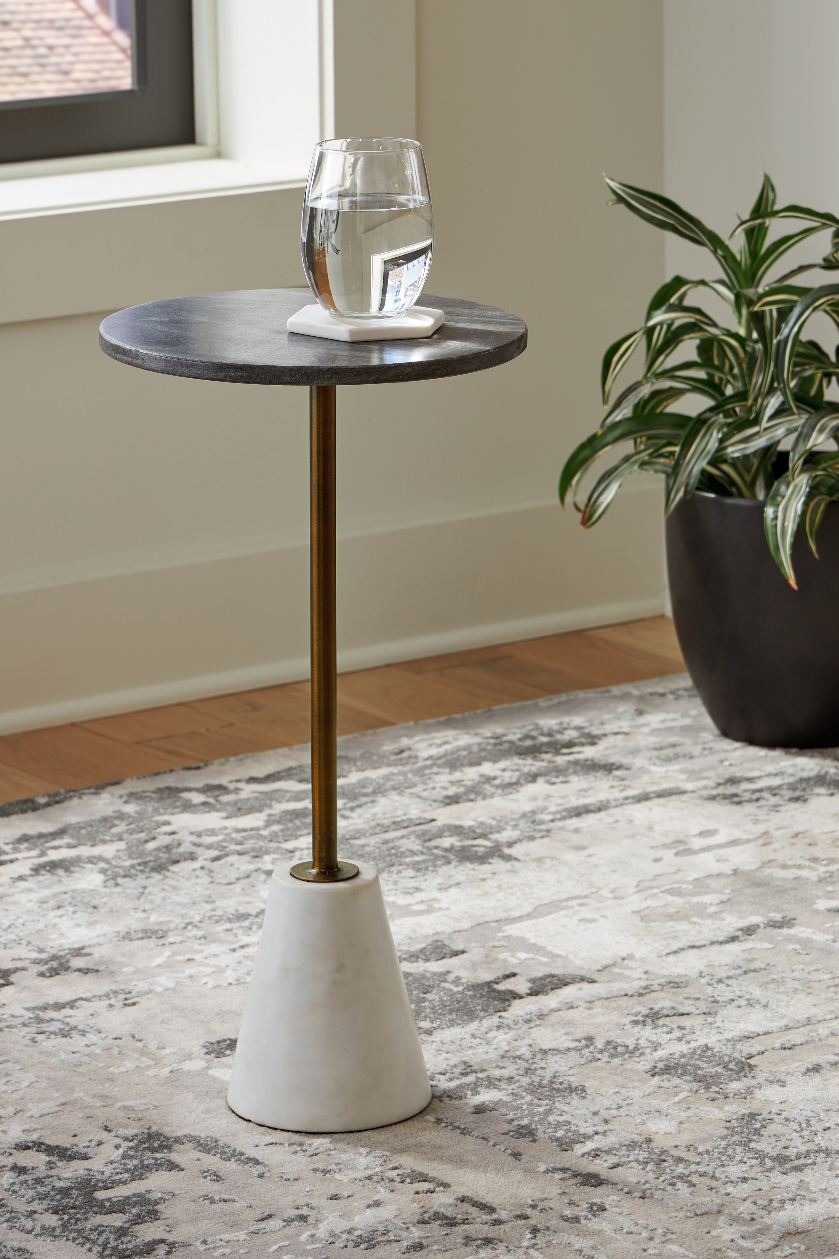 Family Deals Furniture - Ashley Furniture - Caramont Accent Table - Accent Table / Black/White/Gold Finish - A4000540