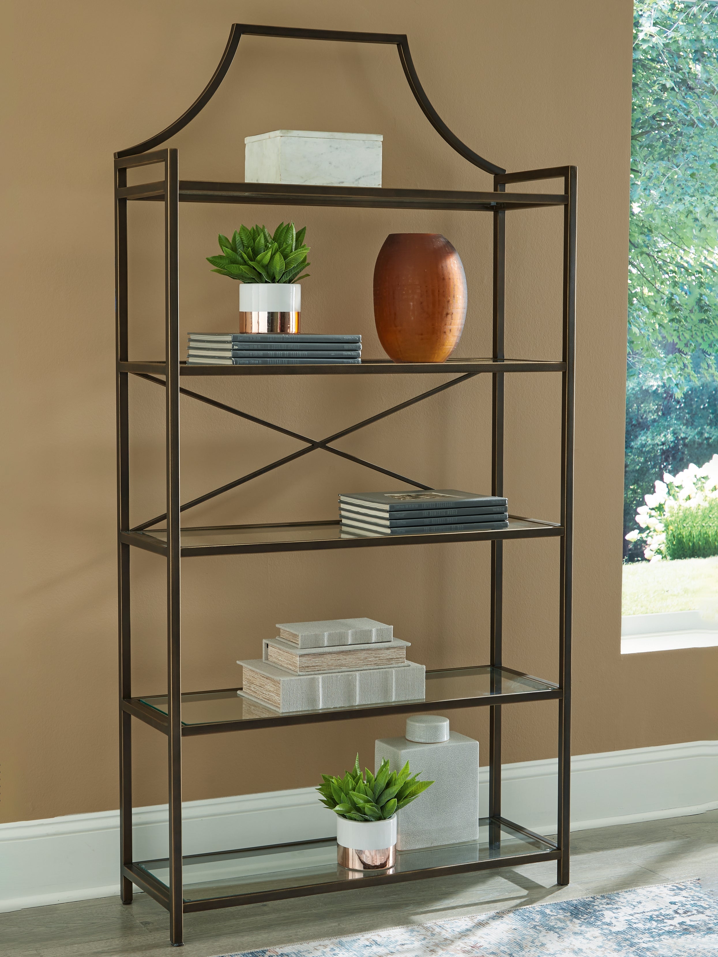 Family Deals Furniture - Ashley Furniture - Bernonly Bookcase - Bookcase / Antique Bronze Finish - A4000556
